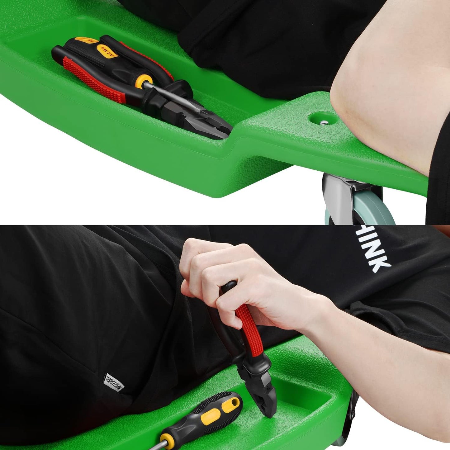 DNA MOTORING TOOLS-00240 48 Inches Heavy-Duty Low-Profile Roller Automotive Creeper with Padded Headrest, Green