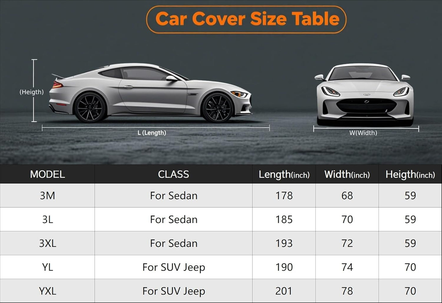 Kayme Heavy Duty Car Cover Waterproof All Weather, Full Exterior Covers Sun Rain UV Protection. Universal Fit Audi A4/A5, Honda Accord/Civic, Nissan Maxima, Cadillac CTS Etc.