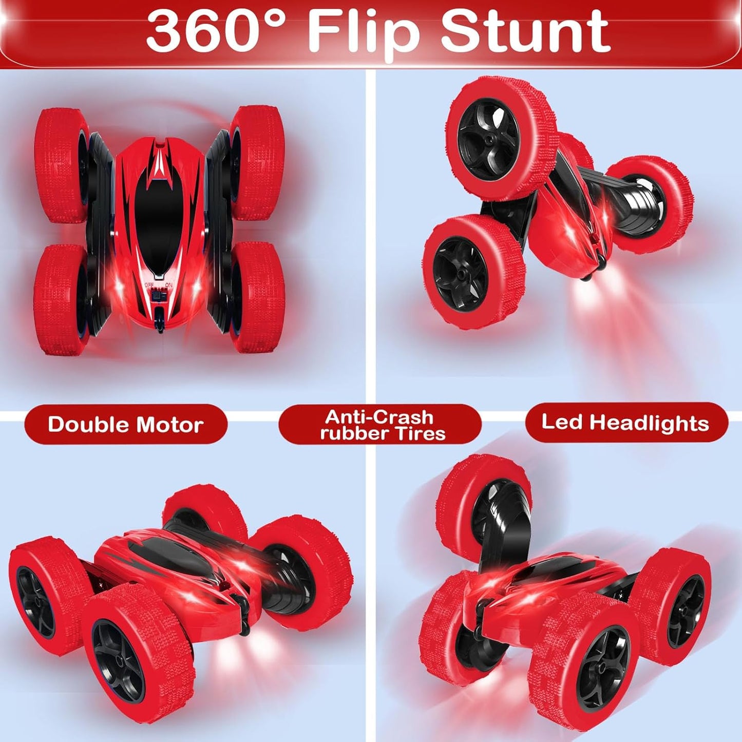 FREE TO FLY Rc Car Remote Control Toys: 4Wd Stunt Vehicle All Terrain Rechargeable Battery Race Cars for Kids Ages 4-8 Birthday for 6-8 8-12 Year Old Boy Girl