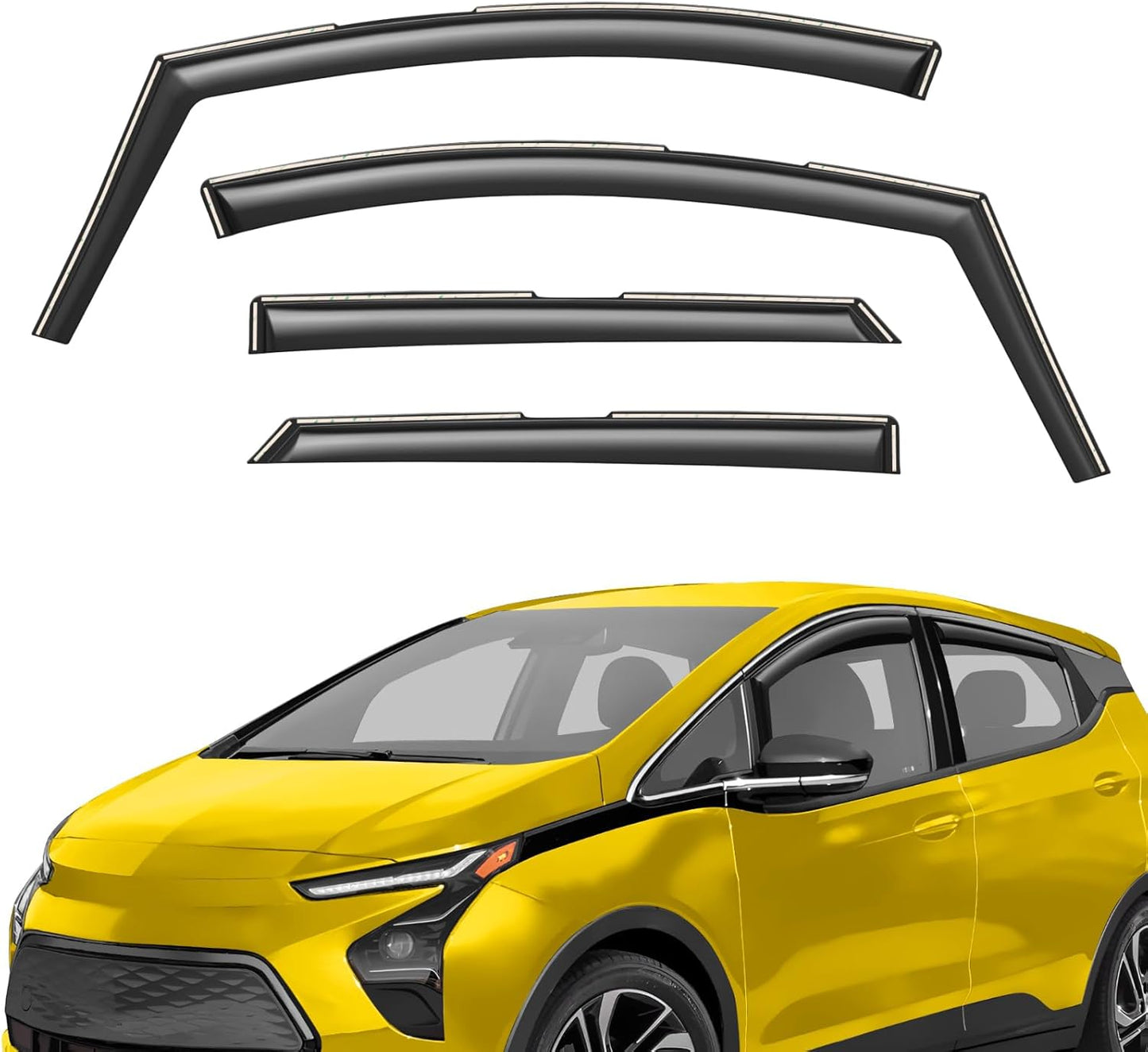 Extra Durable Window Deflectors in-Channel Window Visors Rain Guards Fit for Chevrolet (Chevy) Bolt EV 2017-2023, Sun Visors, Wind Vent for Shades, Exterior Car Accessories - 4pcs. AG0754