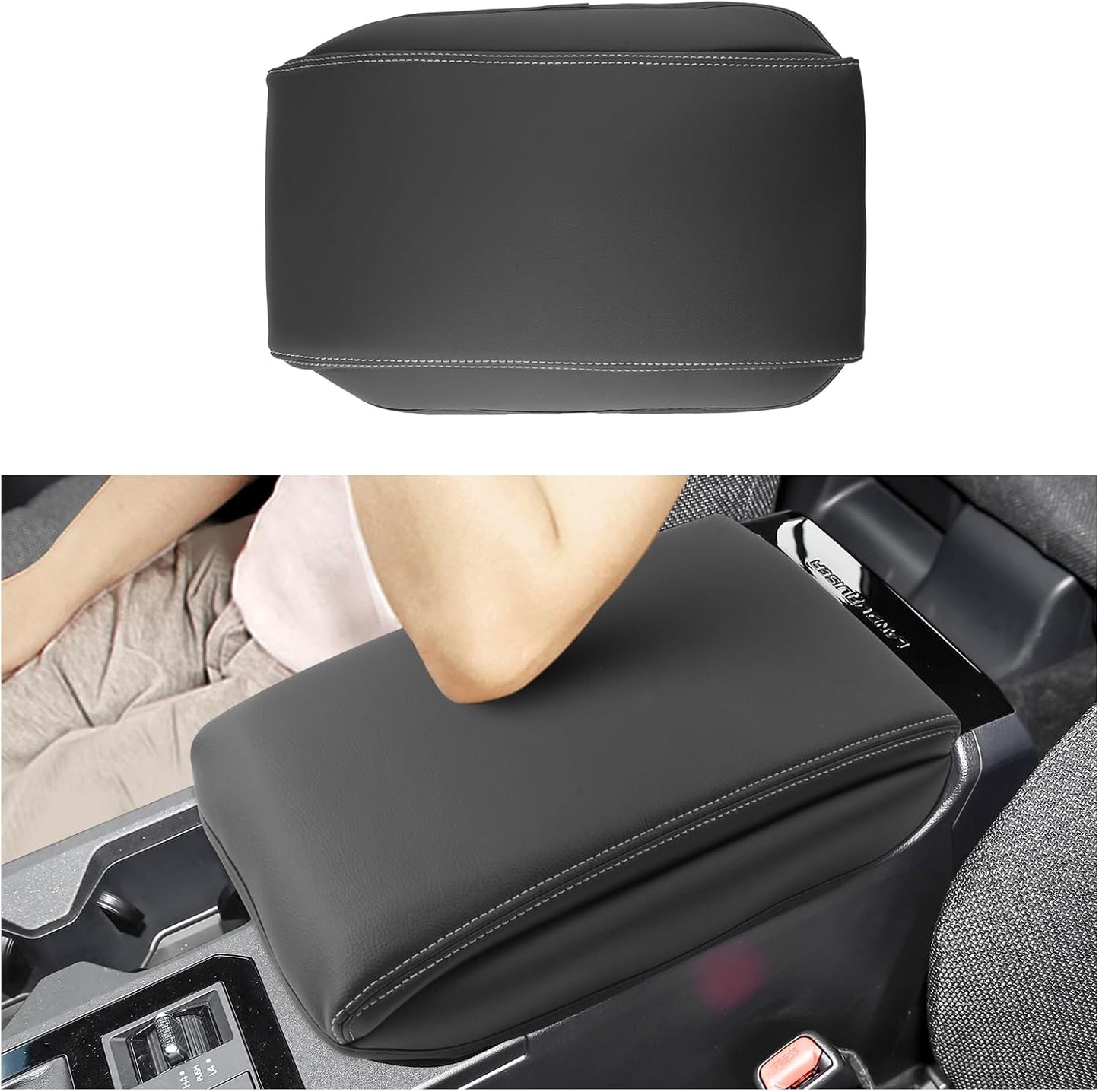 SXCY for 2024 2025 Land Cruiser Armrest Cover for Toyota Land Cruiser 2025 Center Console Cover 2024 2025 Land Cruiser Center Console Cover for 2025 Land Cruiser (White Line (Pad))