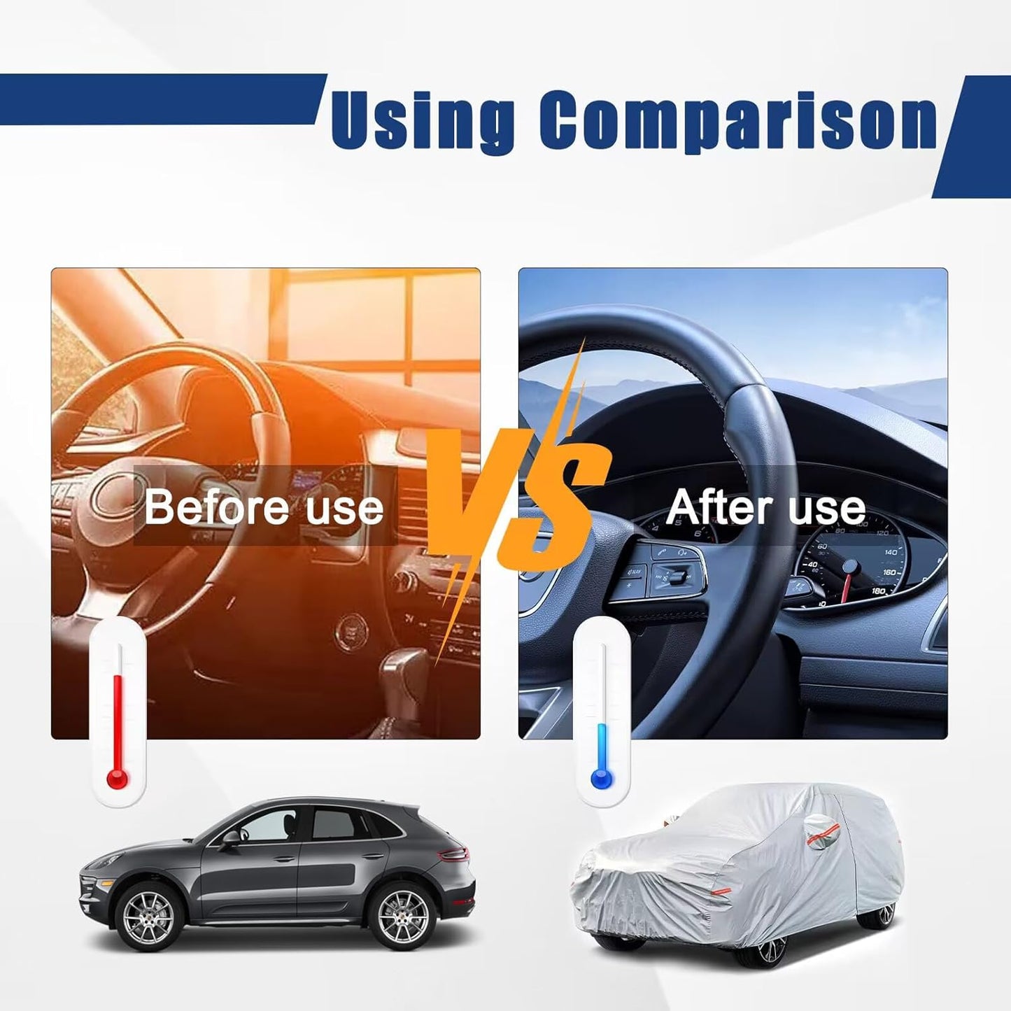 Kayme 6 Layers SUV Car Cover Custom Fit for Porsche Cayenne (2002-2025) Waterproof All Weather for Automobiles, Outdoor Full Cover Rain Sun UV Protection.Silver