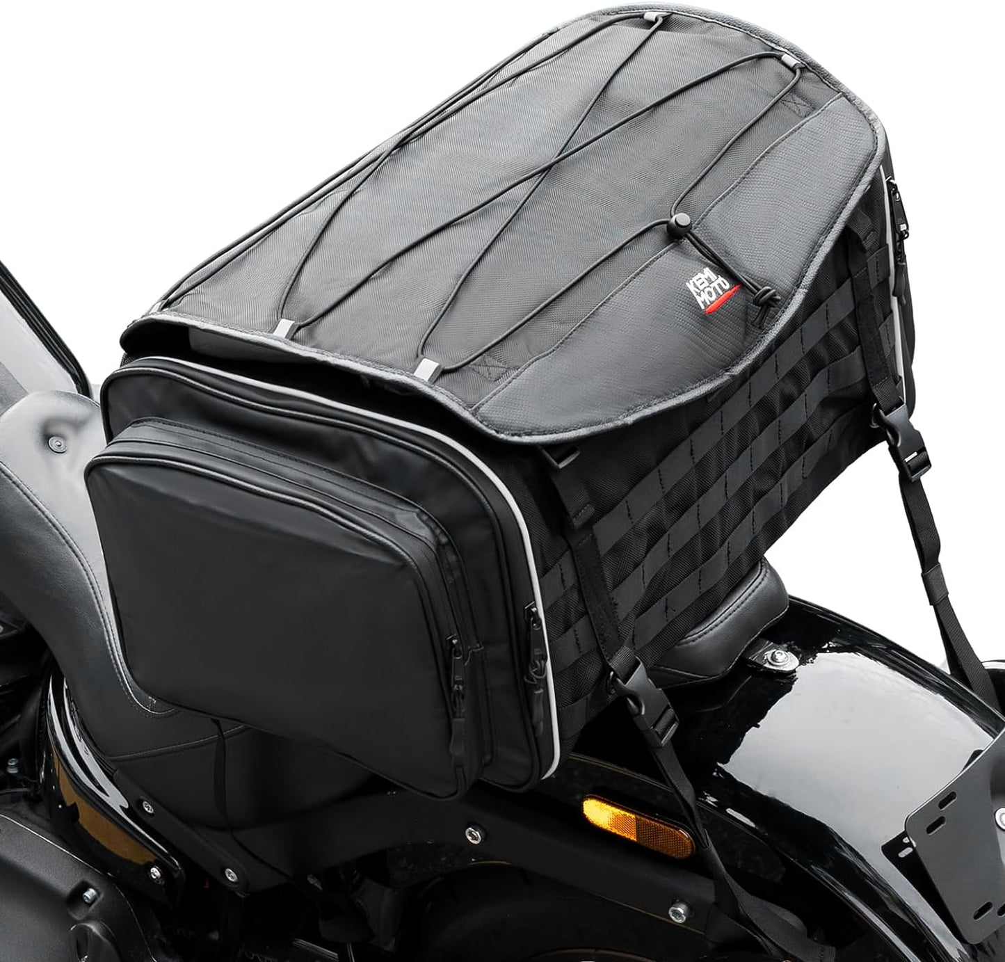 KEMIMOTO Motorcycle Tail Bag, Dual Use Motorcycle Rear Seat Bag with Waterproof Rain Cover, 50L Expandable Motorbike Helmet Bag Luggage Storage Backpack