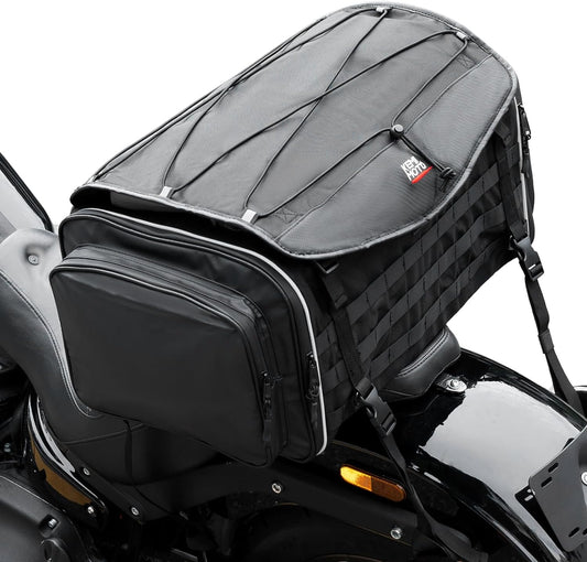 KEMIMOTO Motorcycle Tail Bag, Dual Use Motorcycle Rear Seat Bag with Waterproof Rain Cover, 50L Expandable Motorbike Helmet Bag Luggage Storage Backpack