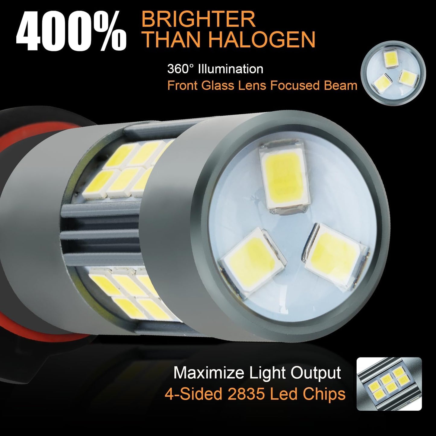 P13W 12277 LED Bulbs, Super Bright SH23W Fog Light 6500K Cool White, Pack of 2