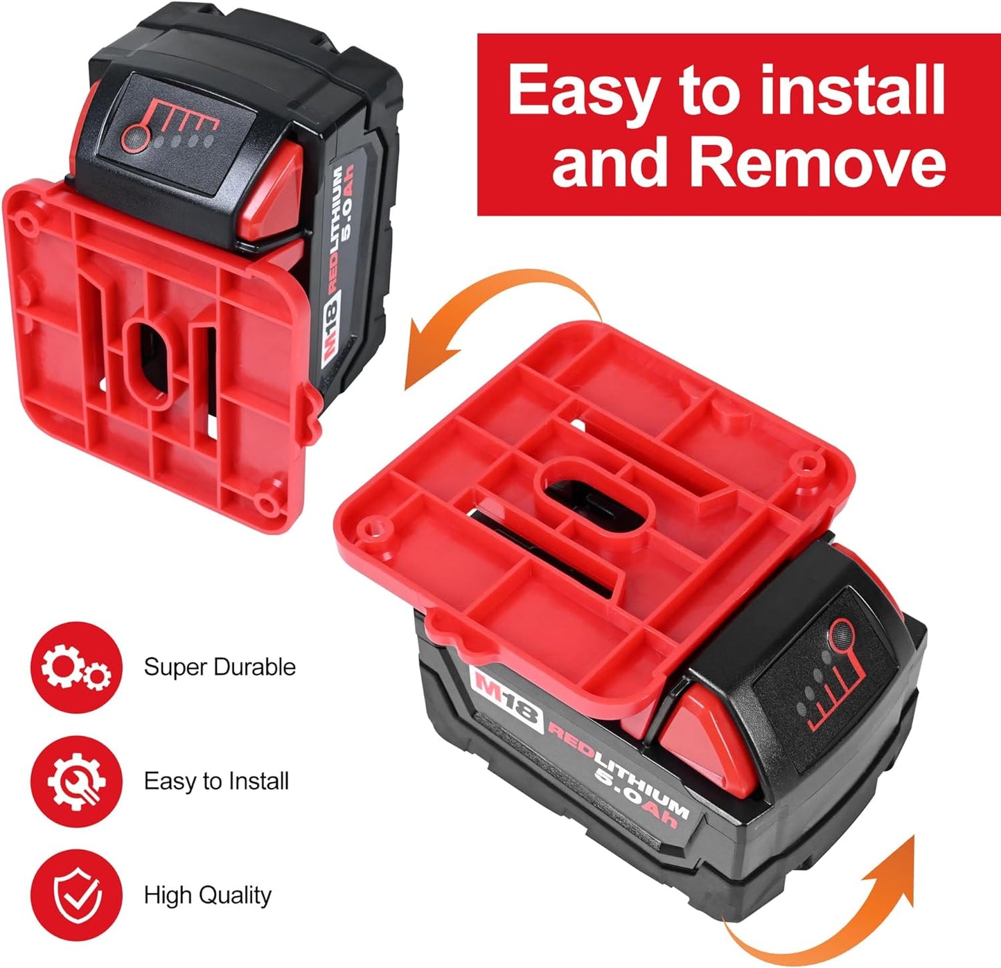 12 Pack Battery Holder for Milwaukee M18 18V Battery Mounts Dock Holder Fit for M18 48-11-1815 48-11-1828 48-11-1850 48-11-1860 (w/24 Screws, No Battery)