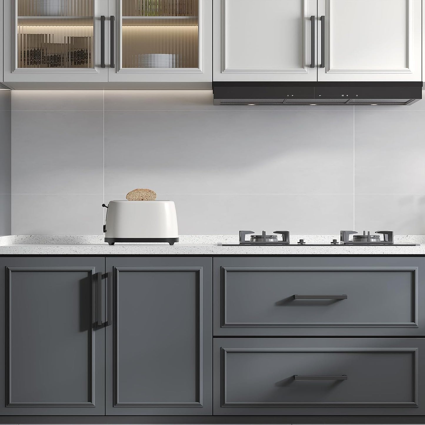 goldenwarm Black Cabinet Pull 45 Pack Matte Black Drawer Hardware Pulls Modern Kitchen Closet Door Handles Hardware, Black Pulls 18 Inch Center to Center, LSJ12BK458, Matte Black Cabinets Drawer Pulls