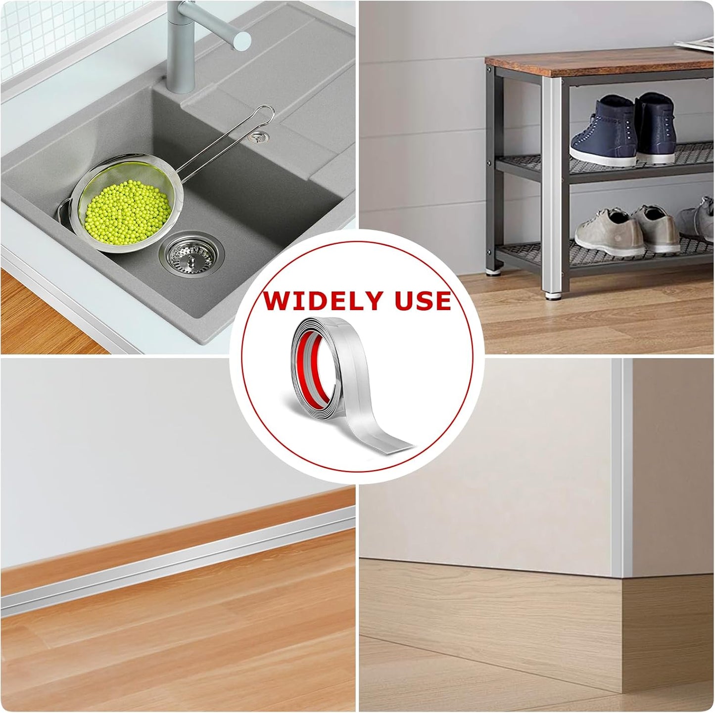 Flexible Wall Corner Protector Moulding Trim Peel and Stick Wall Corner Guards Edge Protector Self Adhesive Molding Trim Strip for Edge Ceiling (Silver, 0.8 in x 40 Ft)