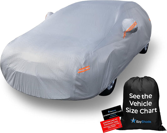 EzyShade 10-Layer Car Cover Waterproof All Weather. See Vehicle Size-Chart for Accurate Fit. Outdoor Full Exterior Covers for Automobiles Sedan Hatch SUV Rain Sun Protection. Size A0 (See SizeChart)