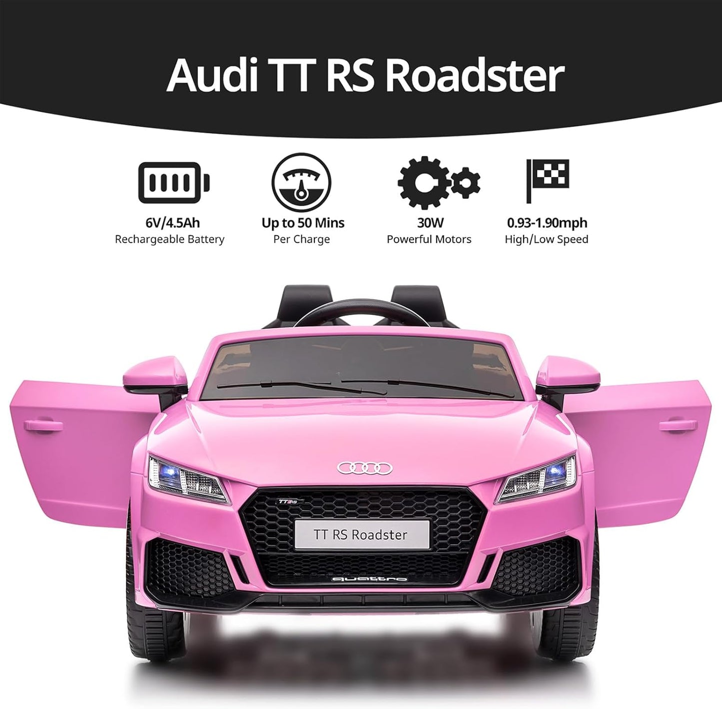 Electric Car for Kids, Licensed Audi 6V Kids Ride on Car Toy for Toddlers with Remote - Pink