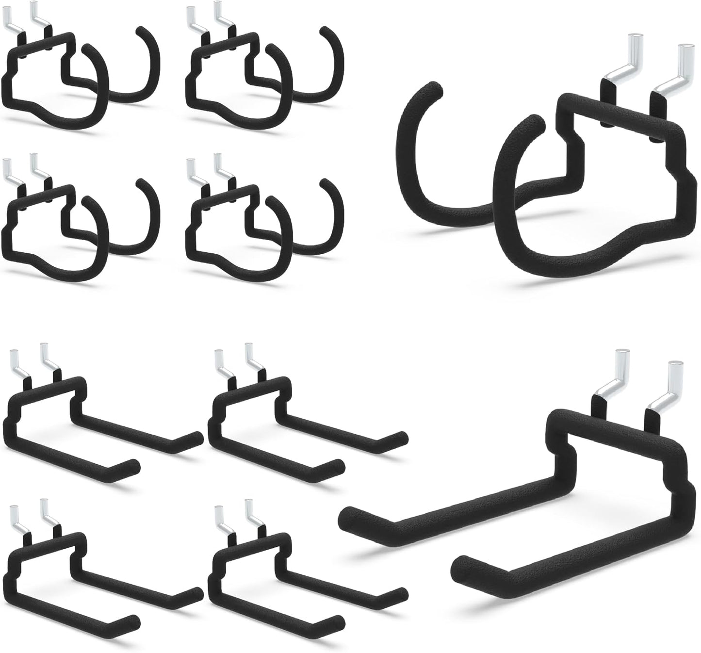 Heavy Duty Pegboard Hooks 10PC - Black Peg Board Hooks for Hanging Tools, Drill Holder, Only Fits 1/4" Peg Board, Ideal for garages, workshops, Craft Rooms, Retail Stores