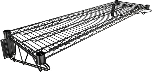 14" x 48" Black Epoxy Wire Wall Mount Shelf