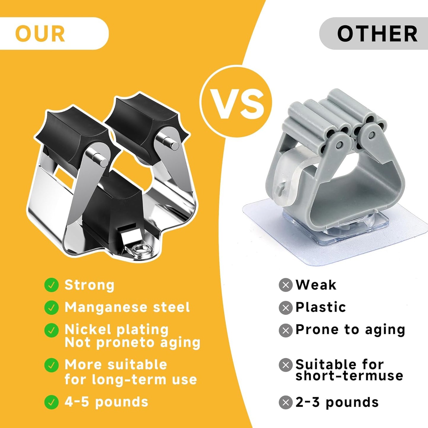 Broom Holder Wall Mount – 3 Pack Broom Rack with Star Shaped Rubber Rollers & Nickel Plated Brackets for Strong Grip and Long Life – Ideal for Garden Tools Organization