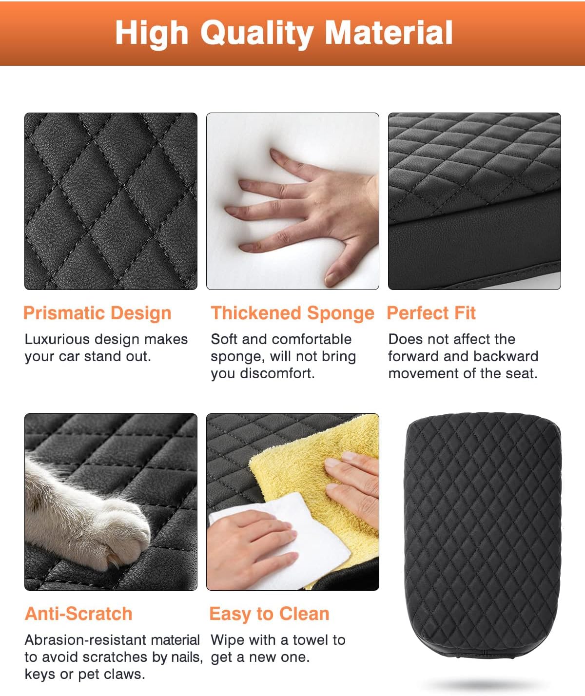 Shademax Custom for Center Console Cover Nissan Frontier 2025 2024 2023 2022 Armrest Cushion Pad Cover PU Leather Frontier Accessories 2025 2026 Car Armrest Seat Box Cover Protector Anti-Scratch Black