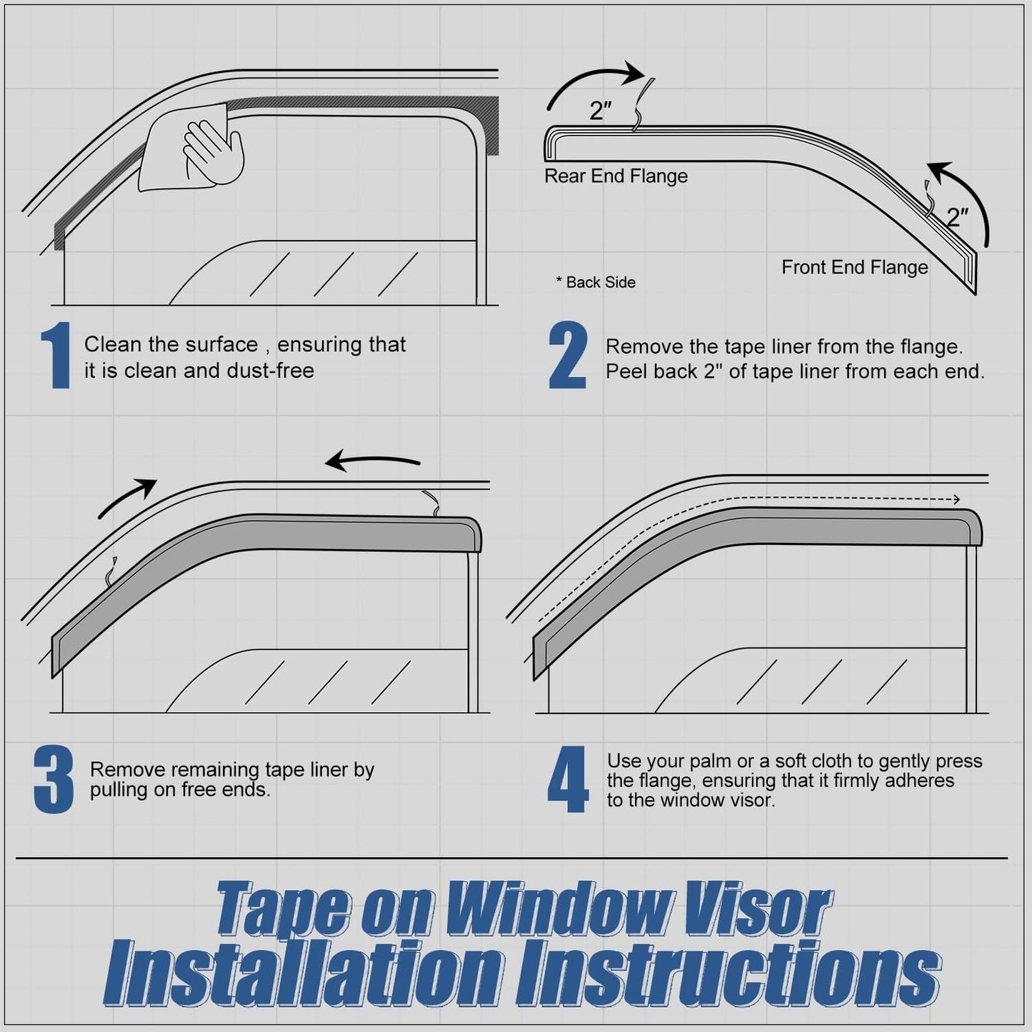 Auto Dynasty 4Pcs Carbon Fiber Pattern Window Visors Compatible with 2001-2007 Toyota Sequoia, Tape-On Front & Rear Window Deflectors Rain Guards Sun Wind Air Side Vent Shade, Glossy Black