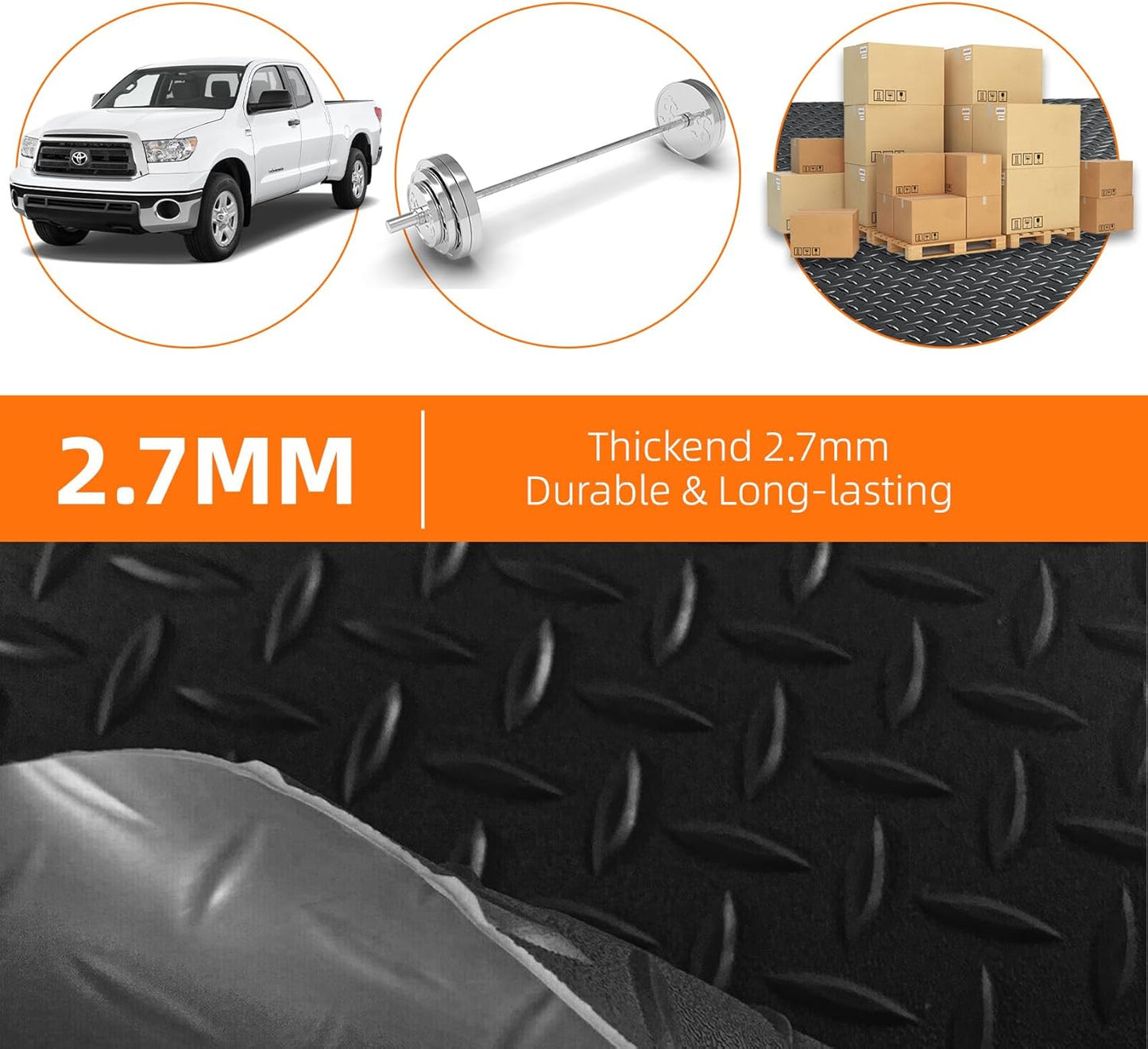 Nisorpa 16'5'' x 3'4'' Diamond Plate Flooring Roll, Rubber Garage Floor Mat, Non-Slip Floor Protector Rolls for Garage Under Car Warehouse Industry