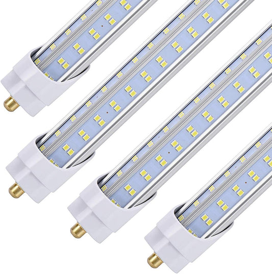 20/Pack LED Light Tubes -144W 6000K 18800 Lumens,Single Pin Fa8 Base,T8 T10 T12 LED Fluorescent Bulbs Replacement, Double Sided Four Row 768pcs,V Shape, Dual-Ended Power, Ballast Bypass