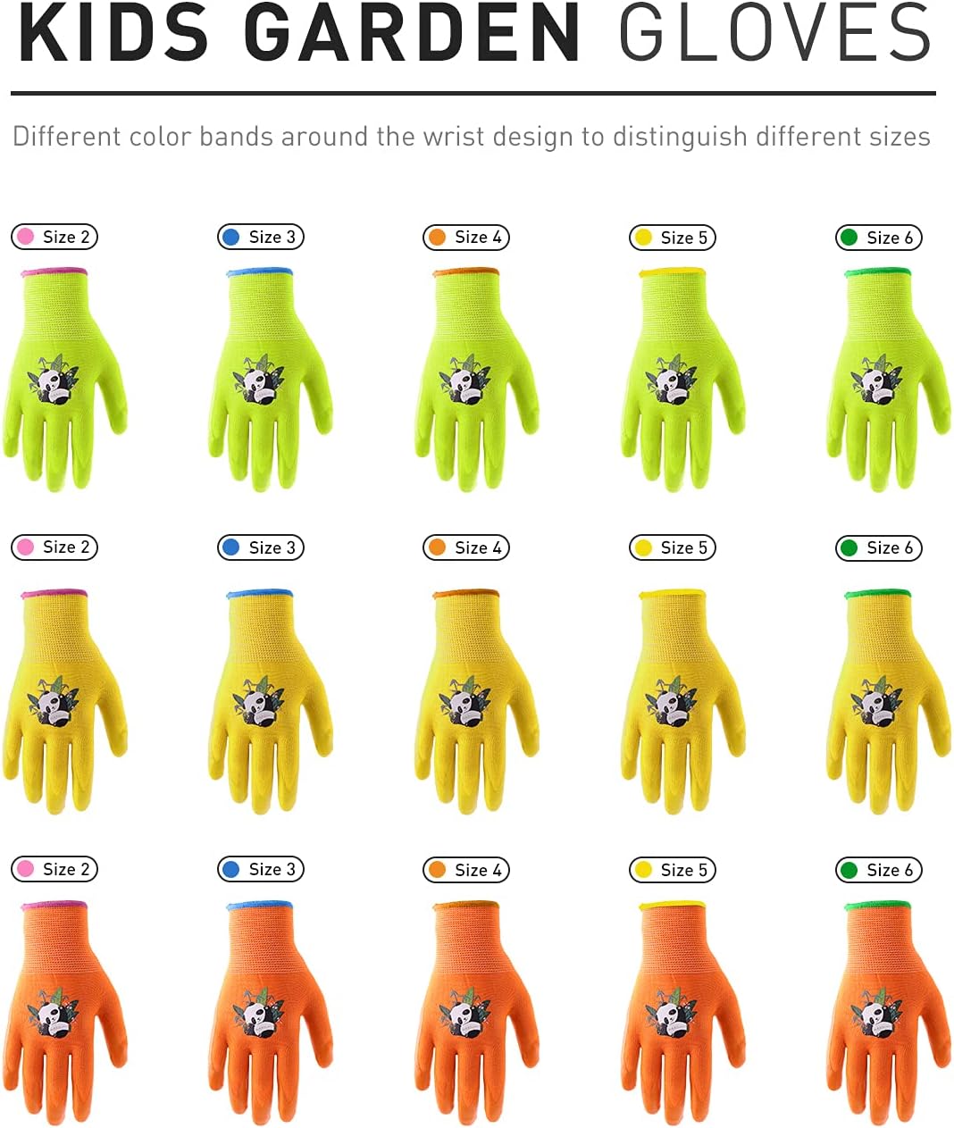 HANDLANDY 2 Pairs Kids Gardening Gloves, Toddler Children Garden Yard Work Outdoor Playing Gloves, Rubber Coating, for Girls Boys Youth (Size L, Orange)