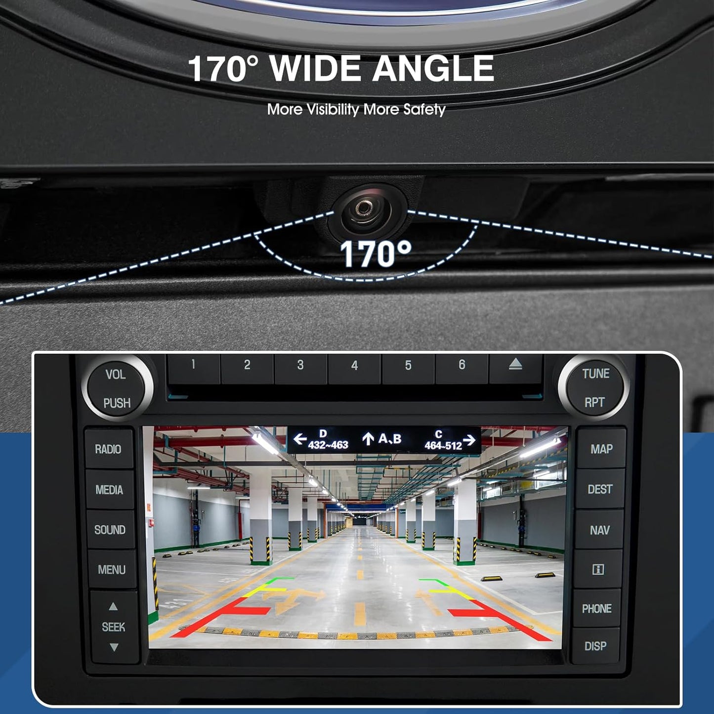 Rear View Backup Camera Fit for Lincoln MKX 2011-2013, Reversing Parking Assist Camera OE Replace BA1Z-19G490-B BA1T-19G490-A BA1T-19G490-AD BA1T-19G490-AF