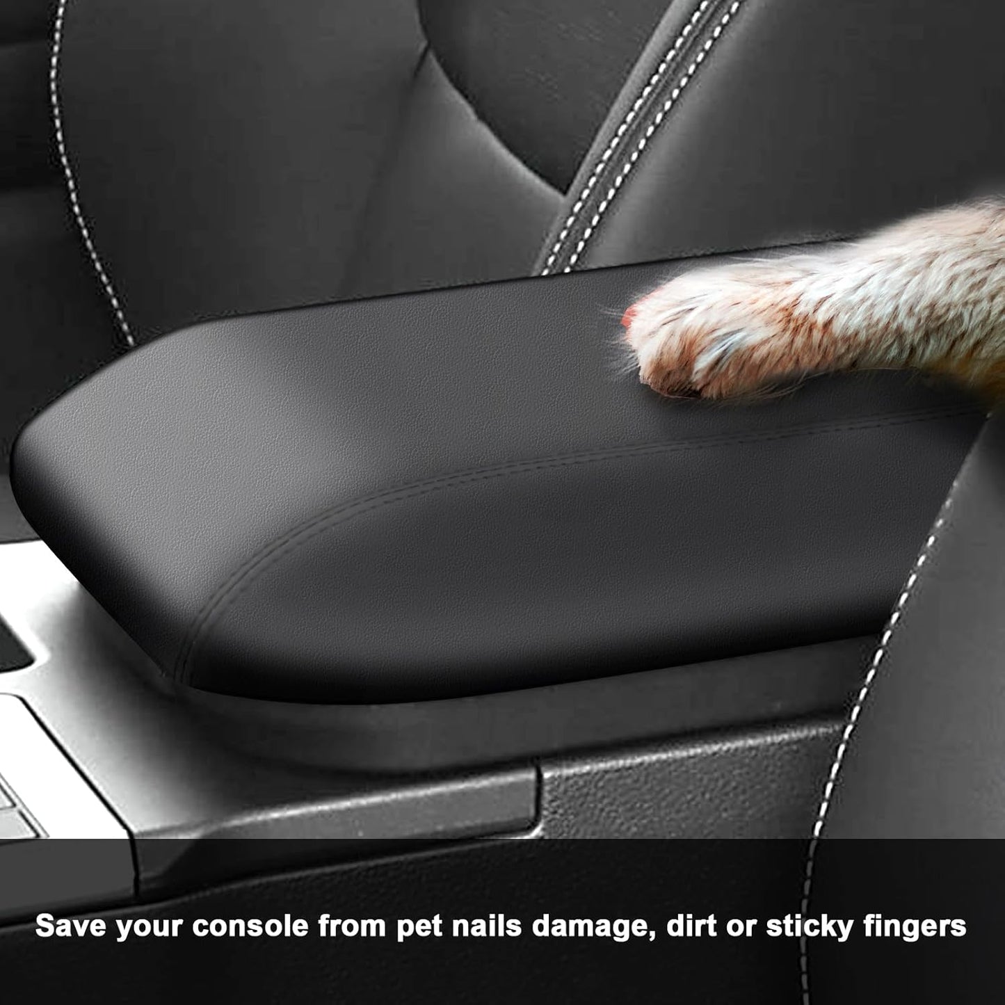 SXCY for 2024 2025 Land Cruiser Armrest Cover for Toyota Land Cruiser 2025 Accessories 2024 2025 Land Cruiser Center Console Cover 2025 Land Cruiser Middle Console Cover (Black Leatherette ABS)