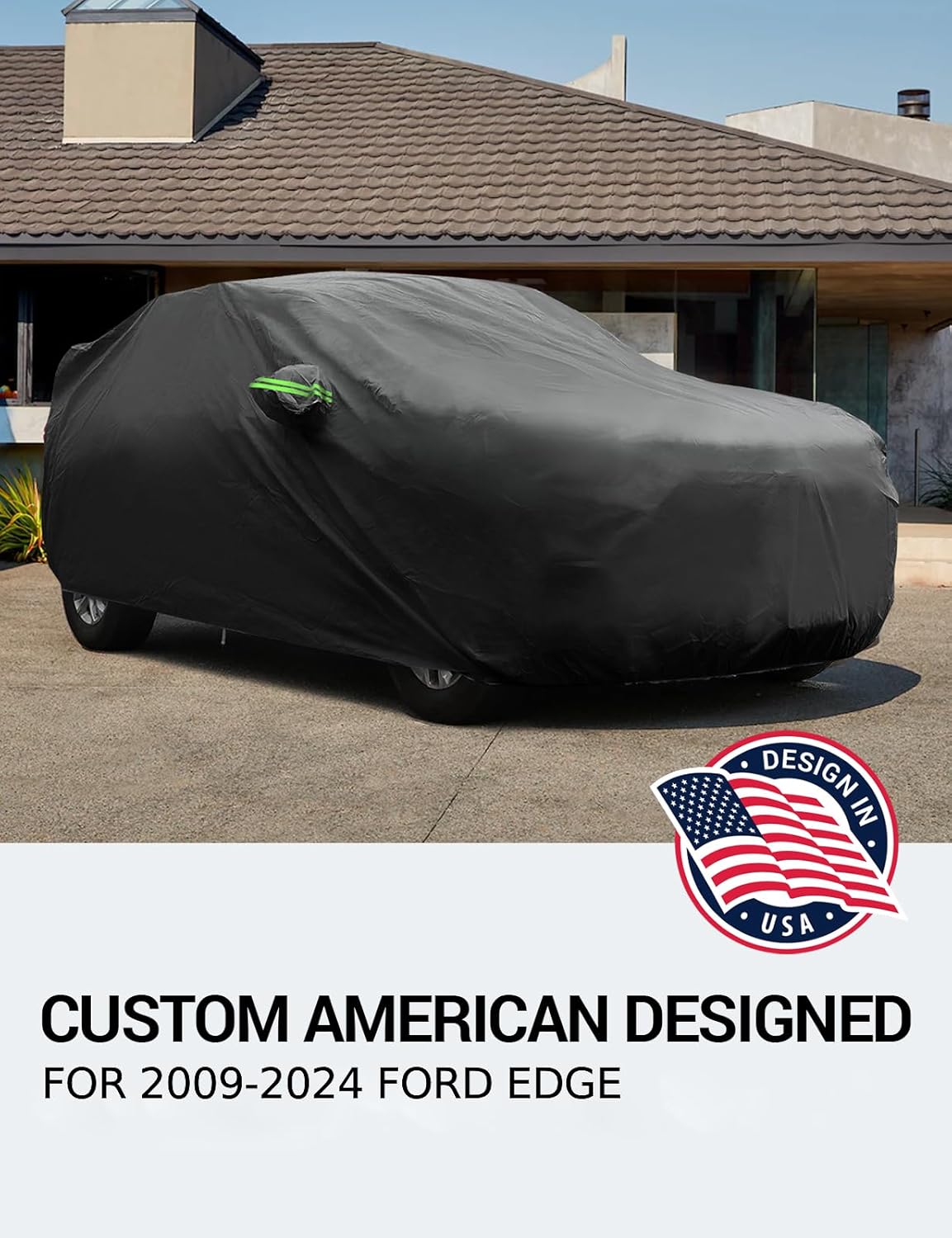 Proadsy 2025 Upgrade Car Cover for 2009-2024 2025 Ford Edge, Waterproof All Weather for Automobiles, Windproof Snowproof Rain Hail Sun UV Protection Full Outdoor Indoor Exterior Car Covers, Black