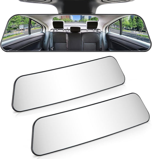 JOYTUTUS Rearview Mirror, 2 pack 12 Inch Panoramic Interior Clip-on Wide Angle Convex Rear View Mirror, Reduce Blind Spot Effectively for More Car SUV Trucks -Clear