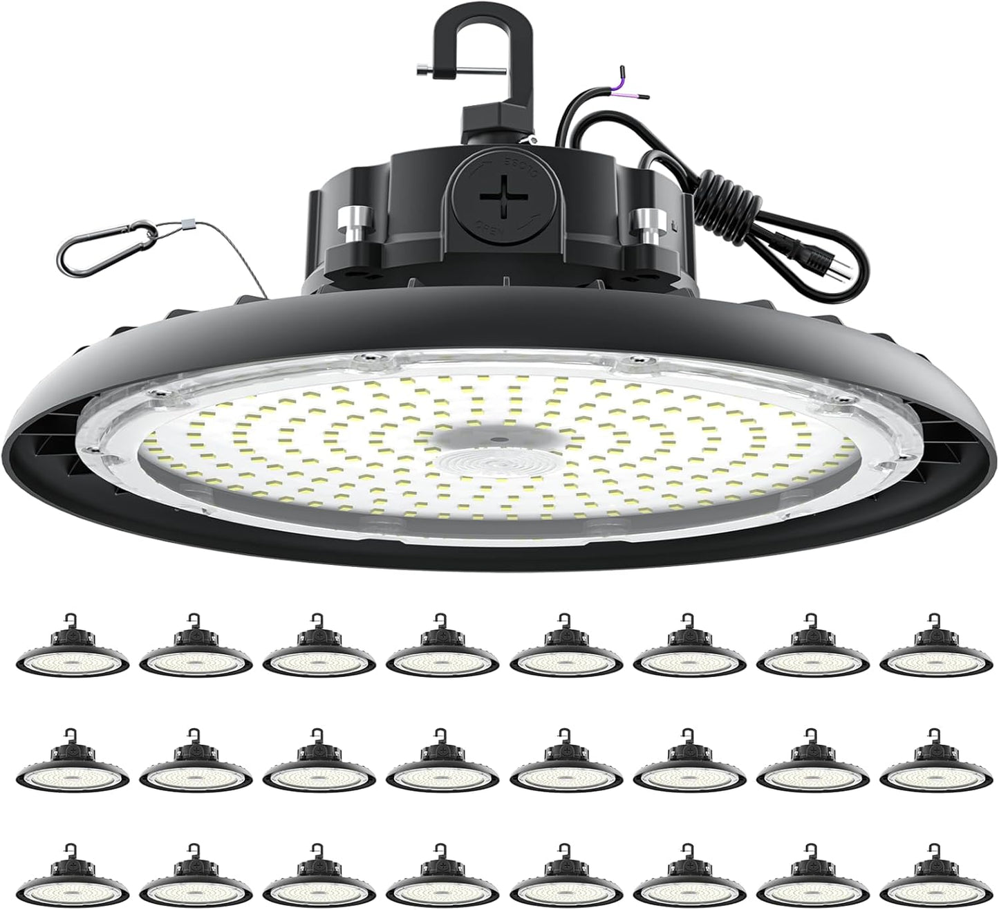High Bay Lights LED UFO Light 240W LED Shop Lights 6000K IP65 Commercial Bay Lighting Fixture 43200 LM Super Bright, 5ft Cable Plug & Play for Warehouse Factory Garage Workshop Barn 24 Pack