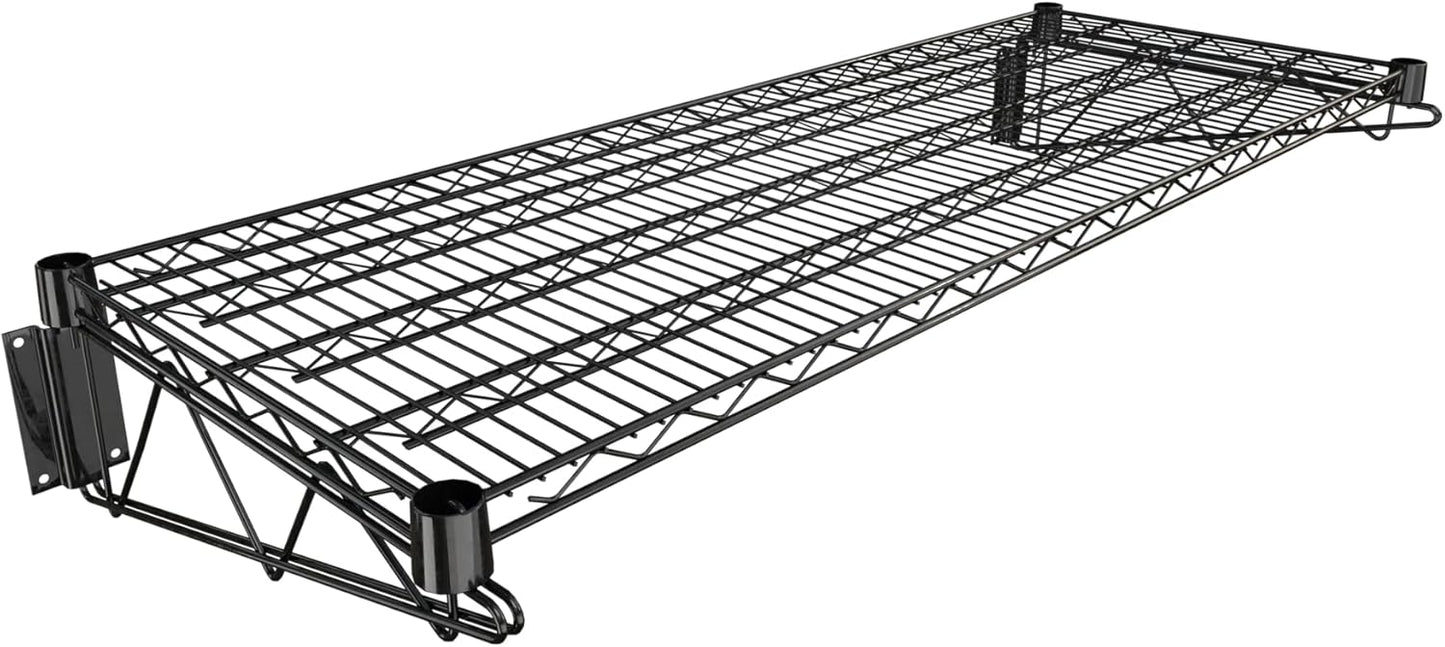 18" x 48" Black Epoxy Wire Wall Mount Shelf