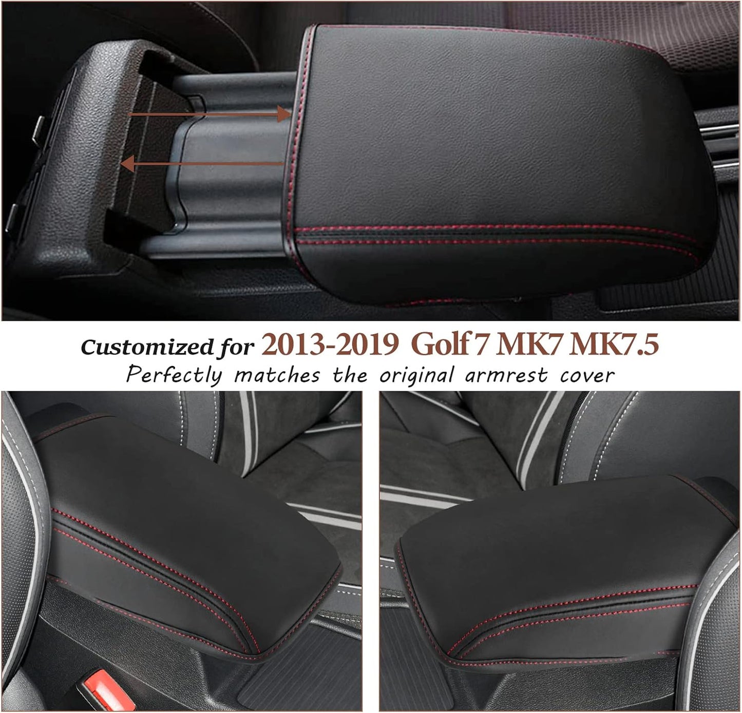SKTU for 2013-2019 Volkswagen VW Golf 7 MK7 MK7.5 Central Console Armrest Rest Pad 2019 Golf 7 MK7 MK7.5 Center Console Seat Box Cover Protector Automotive Car Center Console Soft Cushion