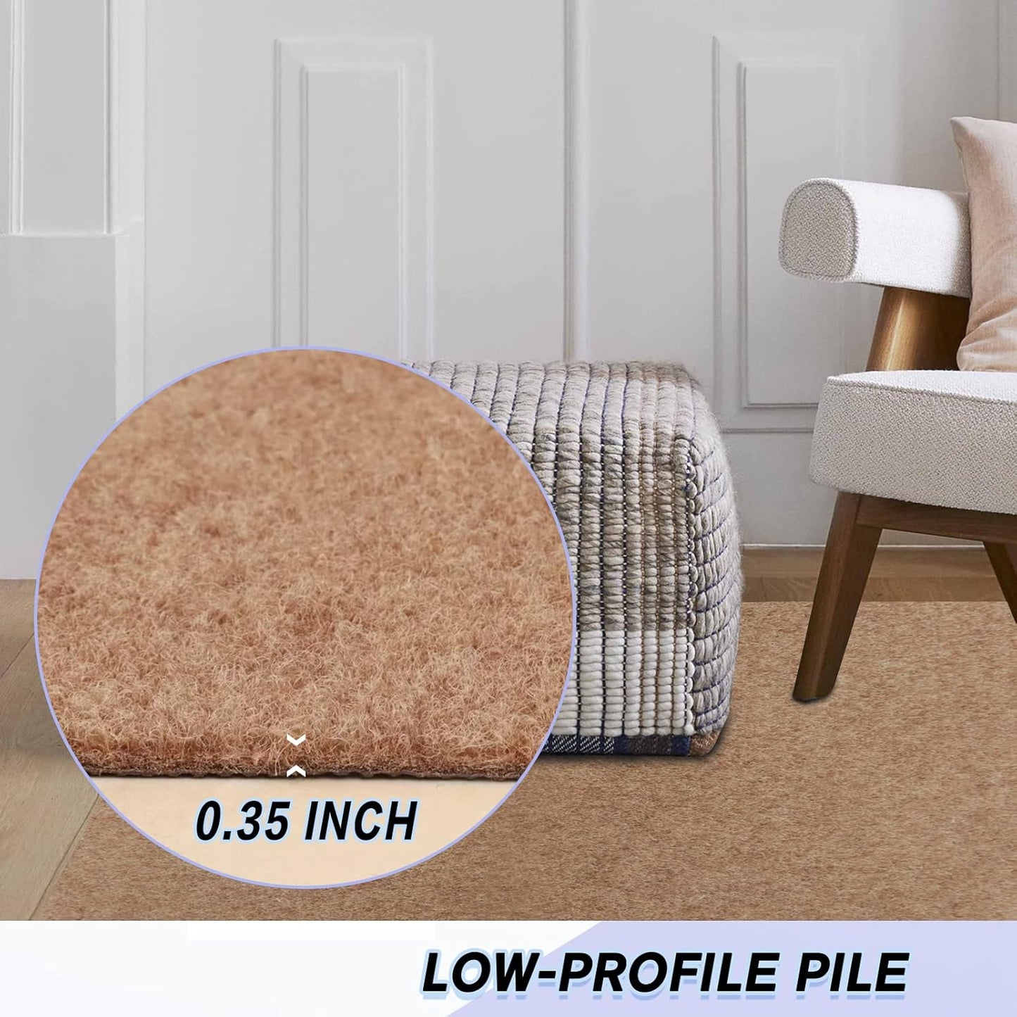 Custom Size Backed Non-Slip Area Rugs Runner, Easy Clean, Waterproof Runner Rugs for Hallway Entryway, Kitchen, Laundry, 2FT x 66FT, Beige