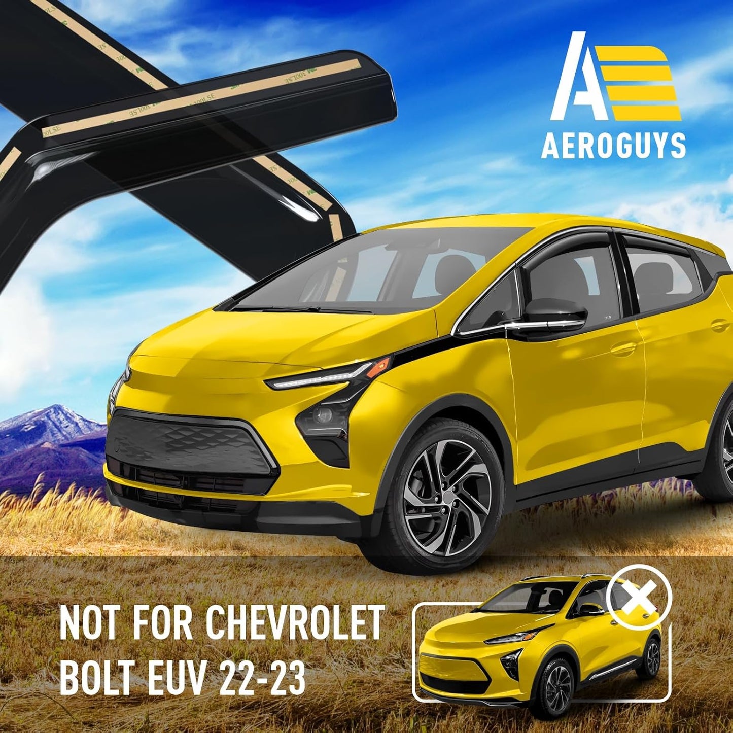 Extra Durable Window Deflectors in-Channel Window Visors Rain Guards Fit for Chevrolet (Chevy) Bolt EV 2017-2023, Sun Visors, Wind Vent for Shades, Exterior Car Accessories - 4pcs. AG0754