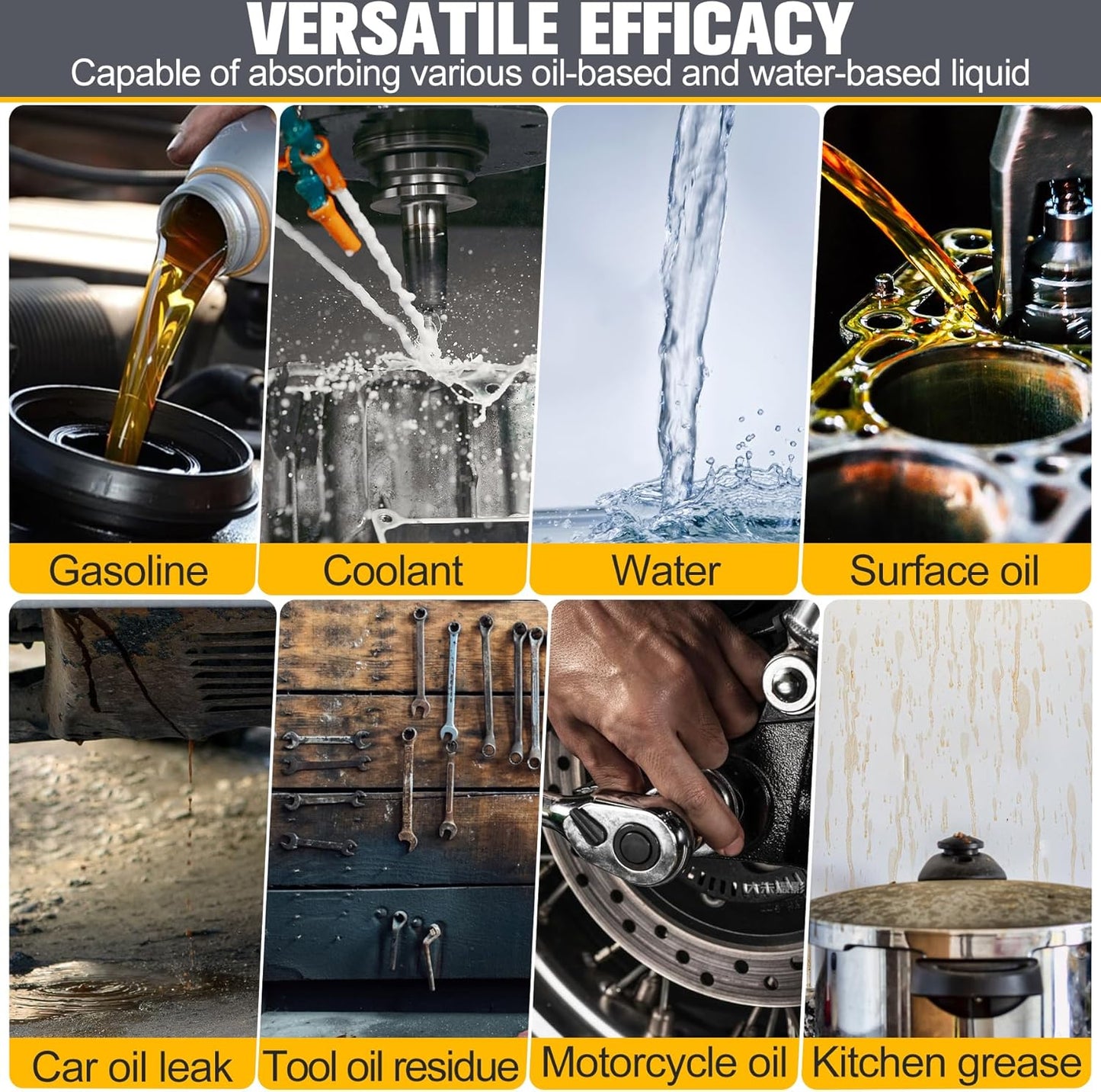 10PC Oil Absorbent Pads | 13"X10" Meltblown Polypropylene Mats, Hand-Tear Lines for Automotive & Workshop | Vacuum Eco-Packaging, Reusable Spill Control