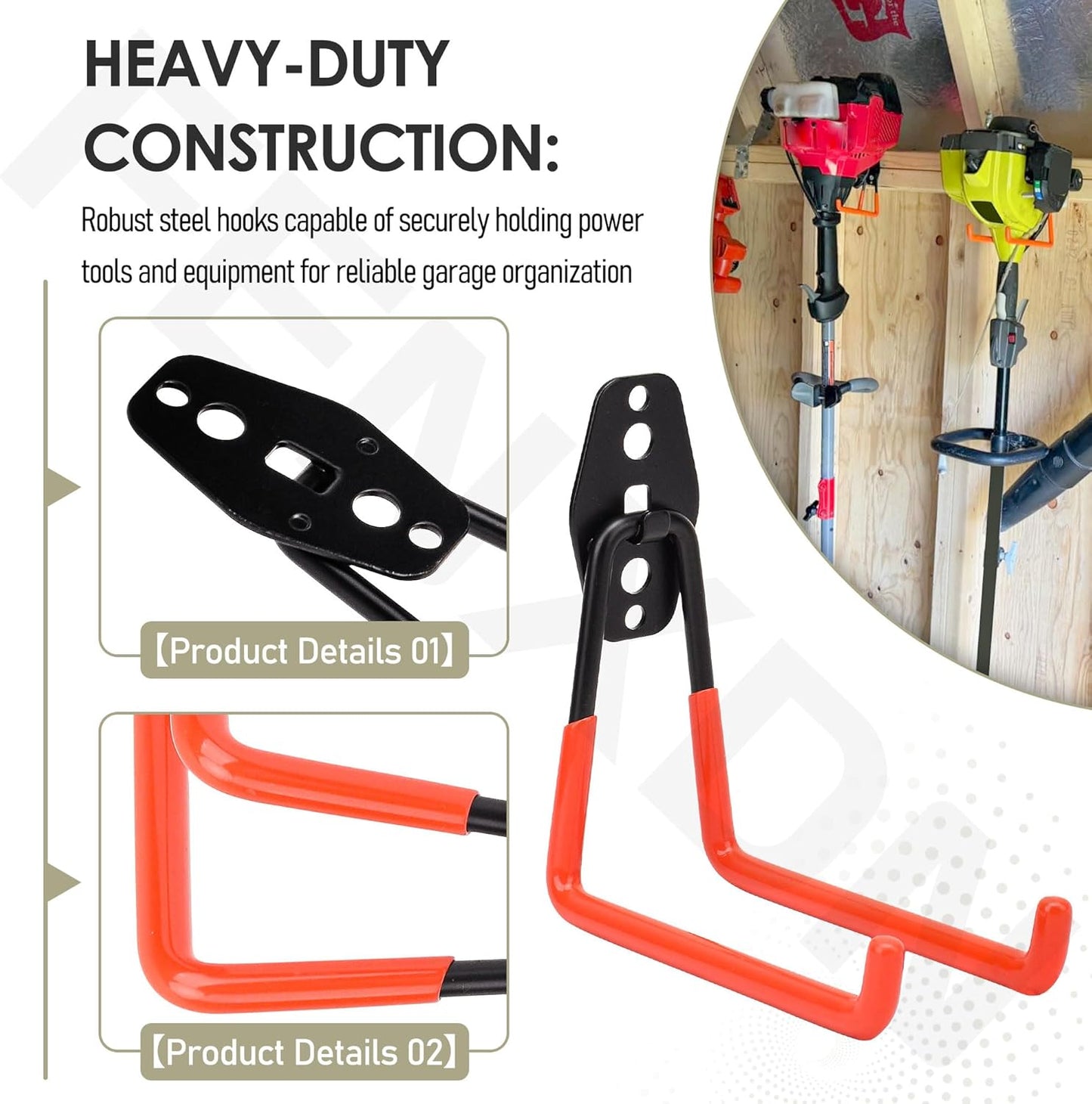 4 Pack Garage Storage Hooks Attachment for Ego Power Multihead System | Battery Mount Holder for Ego 56v Trimmer and Edger | Garage Hooks for Hanging Bike, Garden Tools