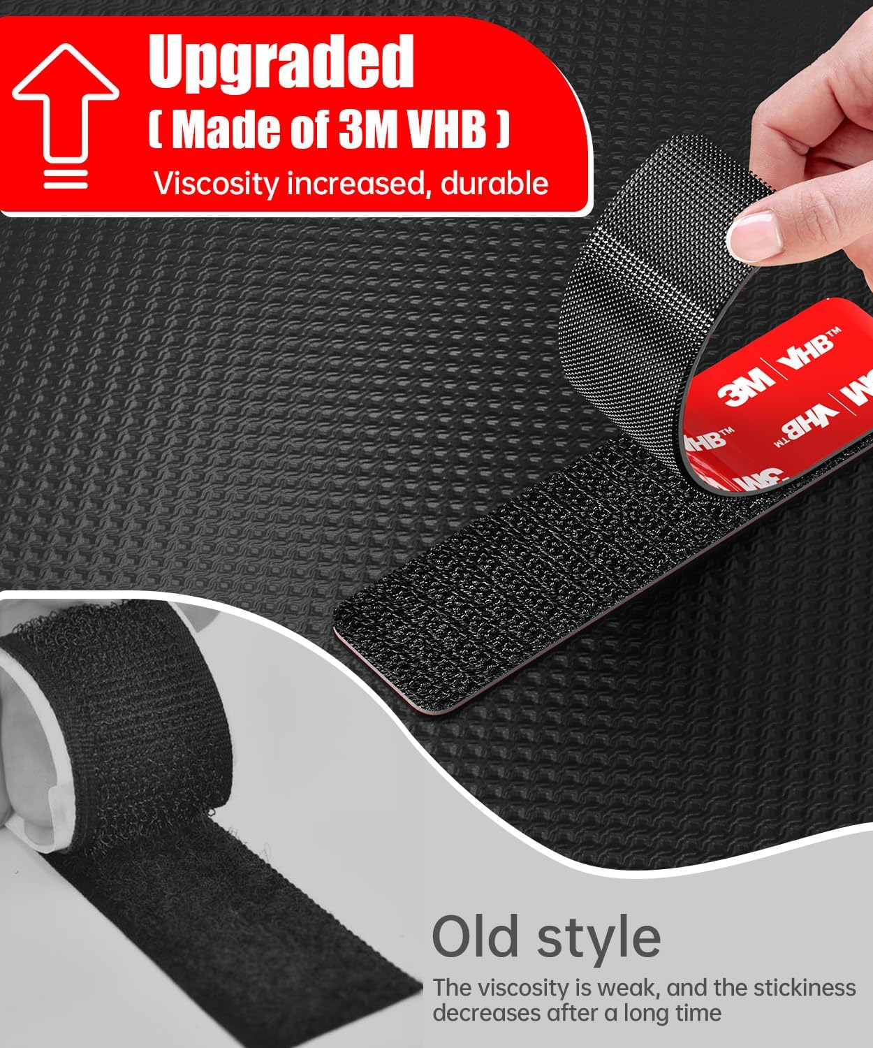 Hook and Loop Strips with Super Adhesive Heavy Duty, Made of 3M, Heat Resistant Waterproof, Outdoor or Indoor Use, 16 Sets Black 0.98x3.94 Inch