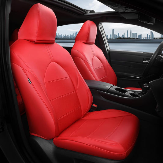 for Toyota Camry Seat Covers XLE XSE V6 2018 2019 2020 2021 2022 2023 2024 - Waterproof Breathable Leather Seat Covers for Cars, Custom Fit Car Seat Covers Full Set, Red Not for Hybrid