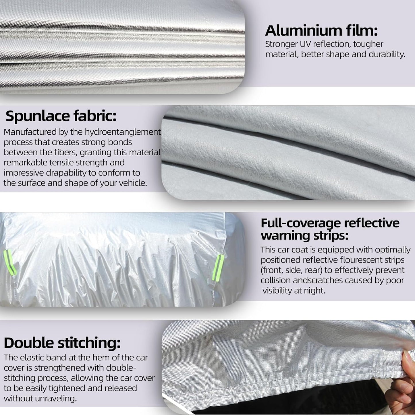 Car Cover Waterproof All Weather for Automobiles, Universal Heavy Duty Outdoor SUV Car Covers for Sun Rain UV Protection Full Exterior Covers Aluminum Film 182 to 191 Inch