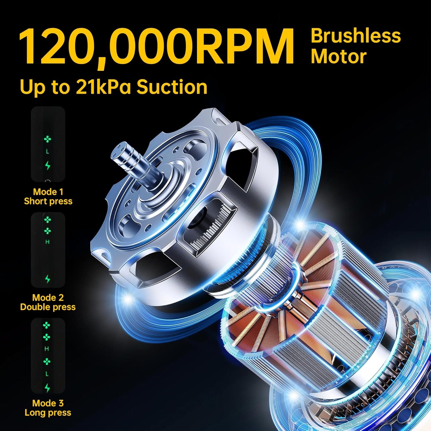 Cros 4-in-1 Mini Cordless Vacuum Cleaner, 21kPa Powerful Suction, Portable Handheld Vacuum for Car & Home, Type-C Rechargeable, Compact & Lightweight