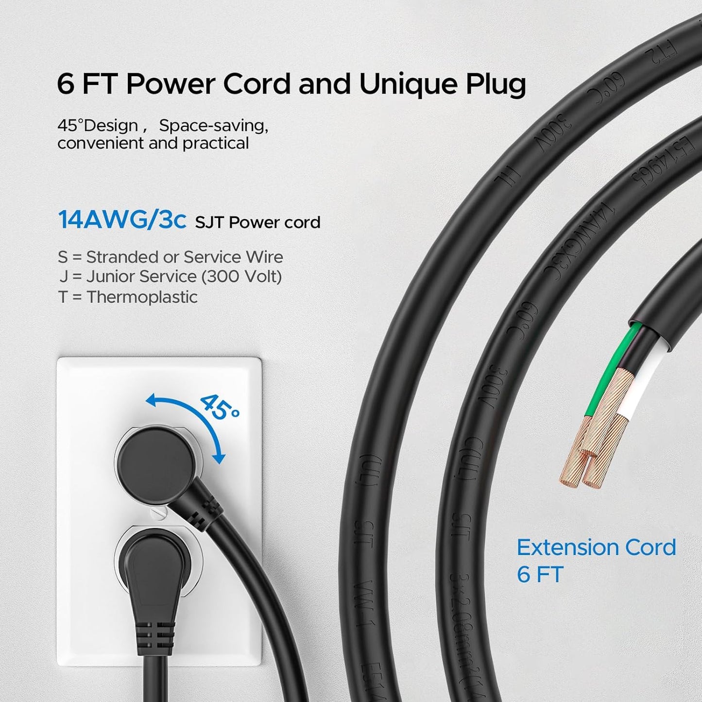 CRST 2Pack 6 Outlet Heavy Duty Power Strip with Switch, 15A/1875W Metal Mountable Power Strip Surge Protector 2100Joules, Wide Spaced Power Bar for Garage Worshop Home School, 6 FT Cord(Black)