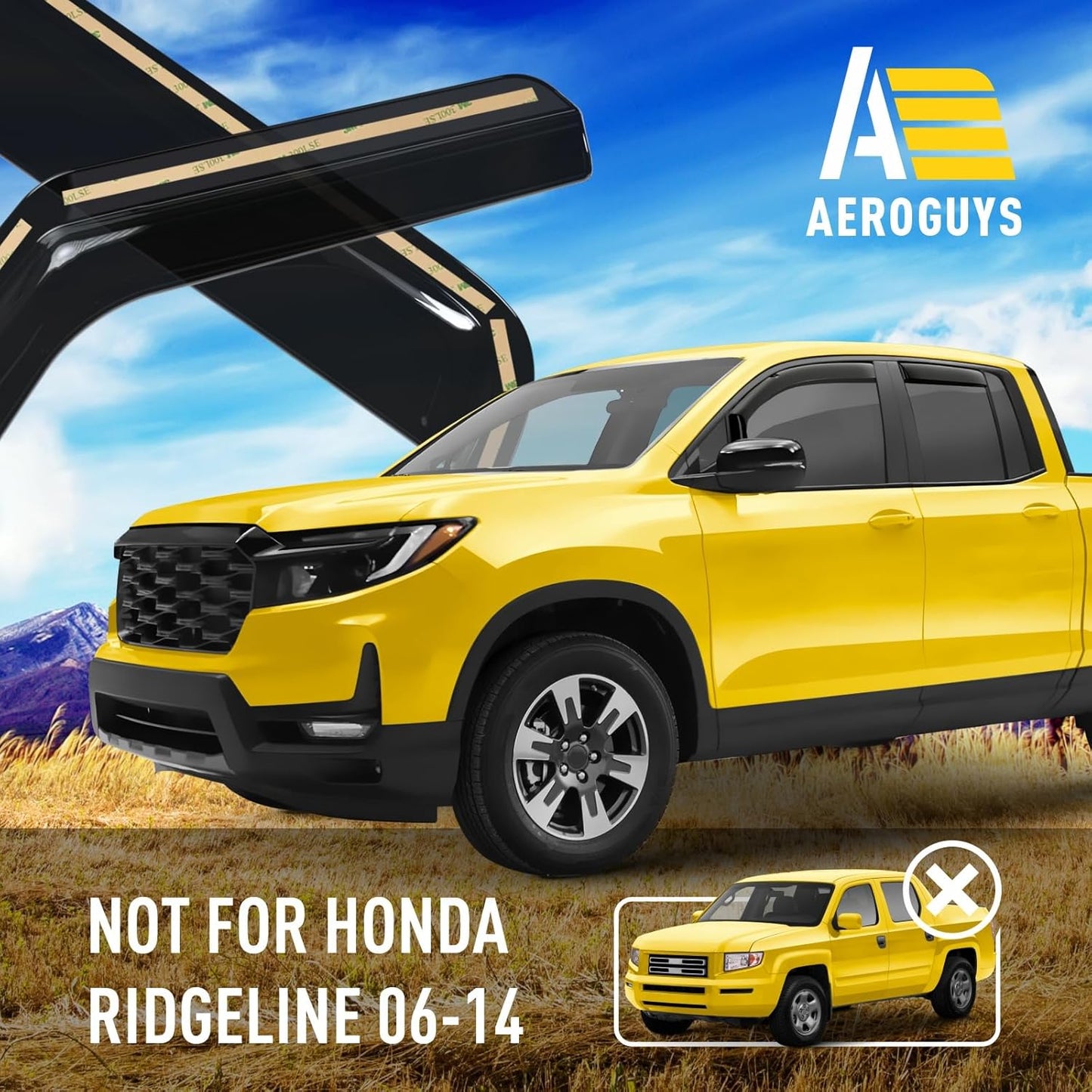 Extra Durable Window Deflectors in-Channel Window Visors Rain Guards Fit for Honda Ridgeline 2017-2025, Sun Visors, Wind Vent for Shades, Exterior Car Accessories - 4 pcs. AG0856