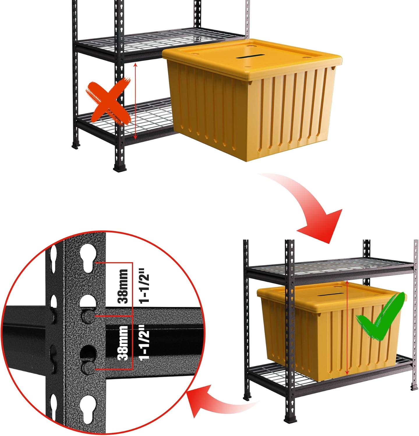 WORKPRO 5-Tier Metal Garage Shelving Unit, 36”W x 18”D x 72”H Storage Shelves, Adjustable Storage Rack Heavy Duty Shelf, 4000 lbs Load Capacity (Total), for Garage, Kitchen, Bathroom, Warehouse