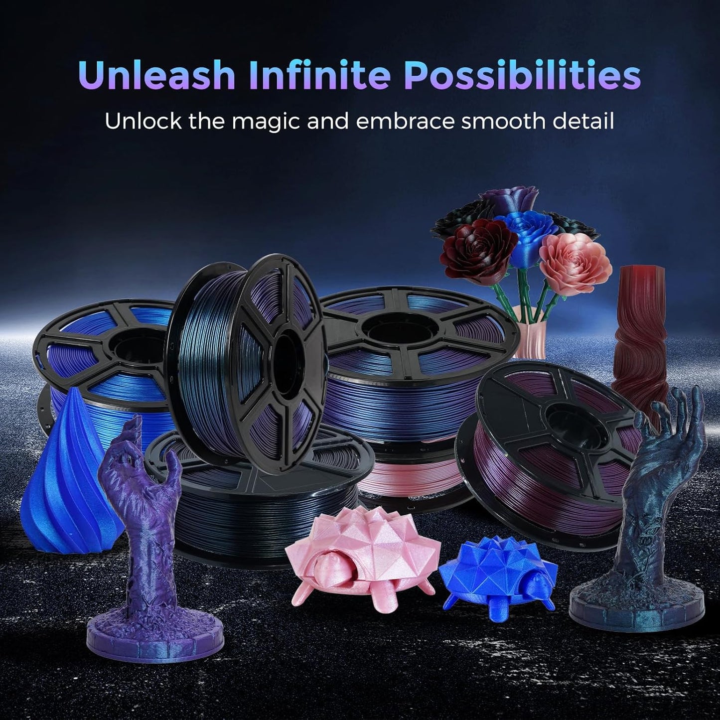 FLASHFORGE PLA Filament 1.75mm +/- 0.02mm Rose Quartz, Color Changeable 3D Printer Filament 1kg (2.2lbs), Chameleon 3D Printing Filament Changing Colors with Light, Perfectly Hide The Layer Line