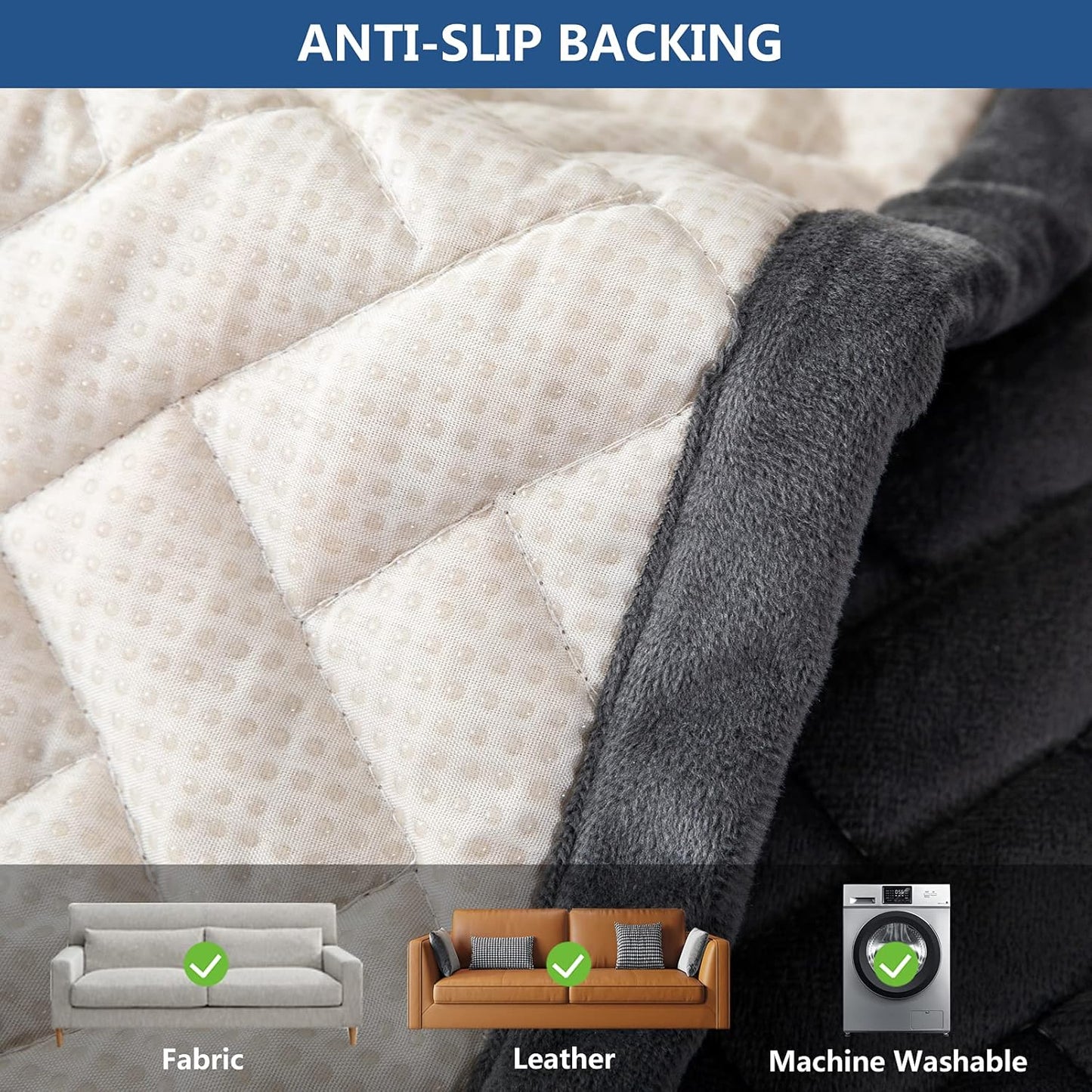 Eismodra Throw Pillows,Couch Cover,Sofa Cover,Sectional Couch Covers for 3 Cushion Couch,Sofa Slipcovers for Dogs Cats Pet Loveseat Recliner Leather L Shaped,Dark Gray 18 x 18 Inches (Only 1 Piece)