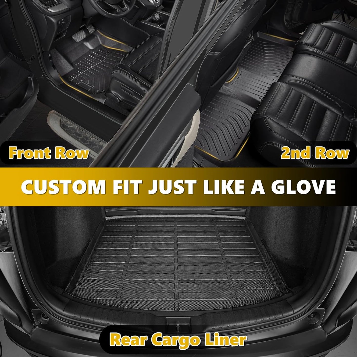 GINOWY-Floor Mats with Cargo Liner Full Set Custom for i4 2022-2025, All Weather Car Floor Mats Cargo Liner TPE Rubber Trunk Mat Trunk Liner, i4 Accessories Mats