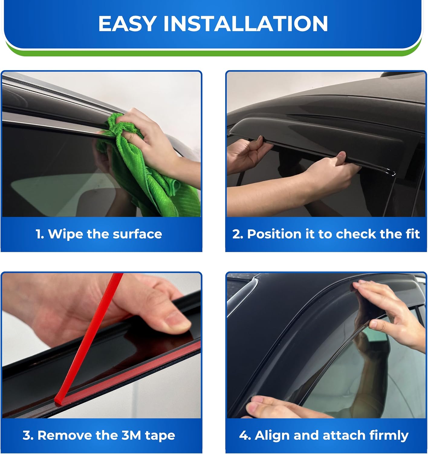 KPY Window Visor Compatible with Nissan Frontier King Cab 2005-2020, 2PC Rain Guard Side Window Vent Deflector Tape-On Style, 2006 2007 2008 2009 2010 2011 2012 2013 2014 2015 2016 2017 2018 2019 2020
