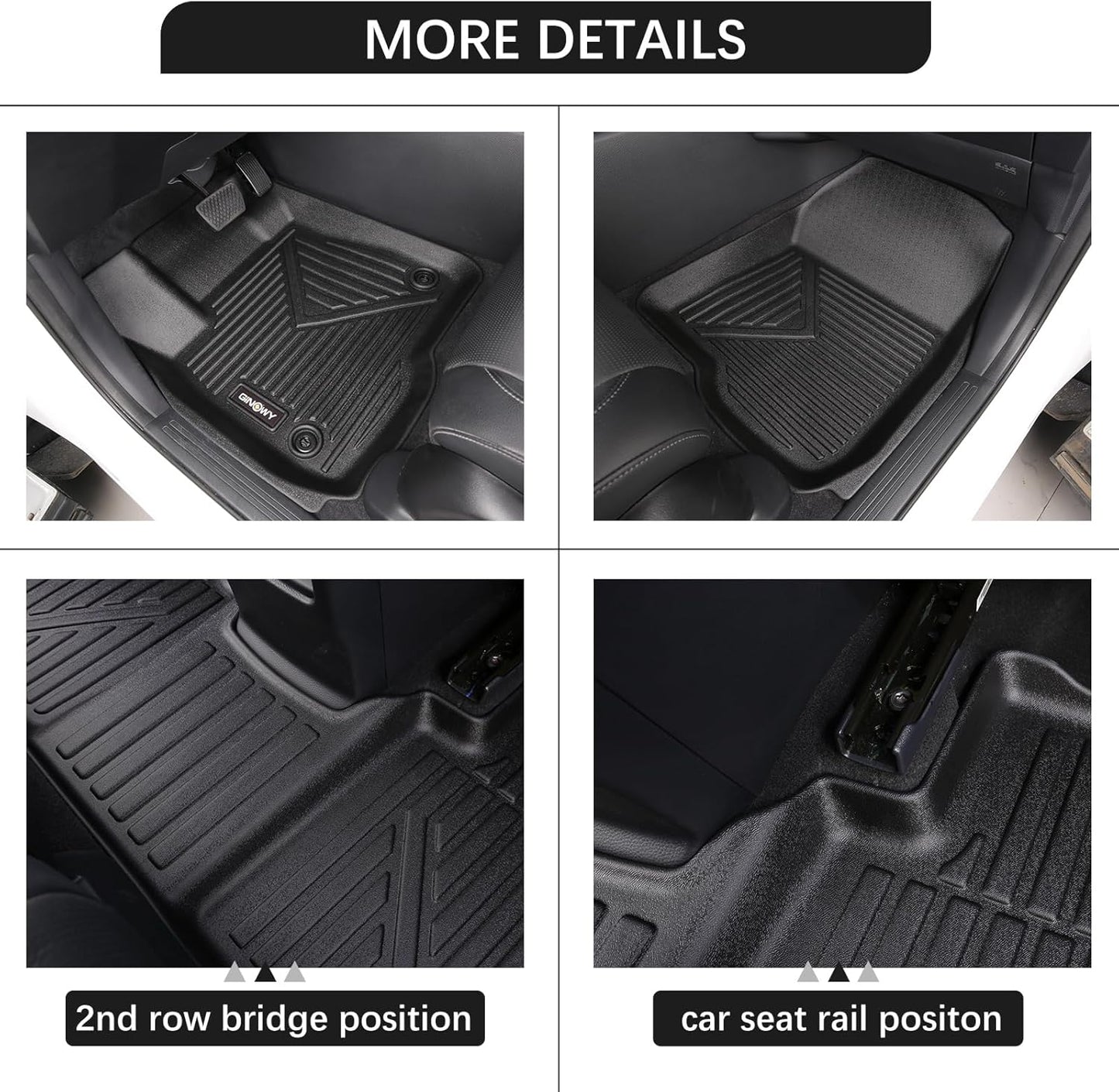 GINOWY-Floor Mats & Cargo Liner for Honda CRV 2023 2024 2025 2026 (Include Hybrid) TPE All Weather 2024 CRV Hybrid Car Mats Non-Slip Trunk Mat 2025 CR-V Floor Liners Waterproof Accessories Mats Black