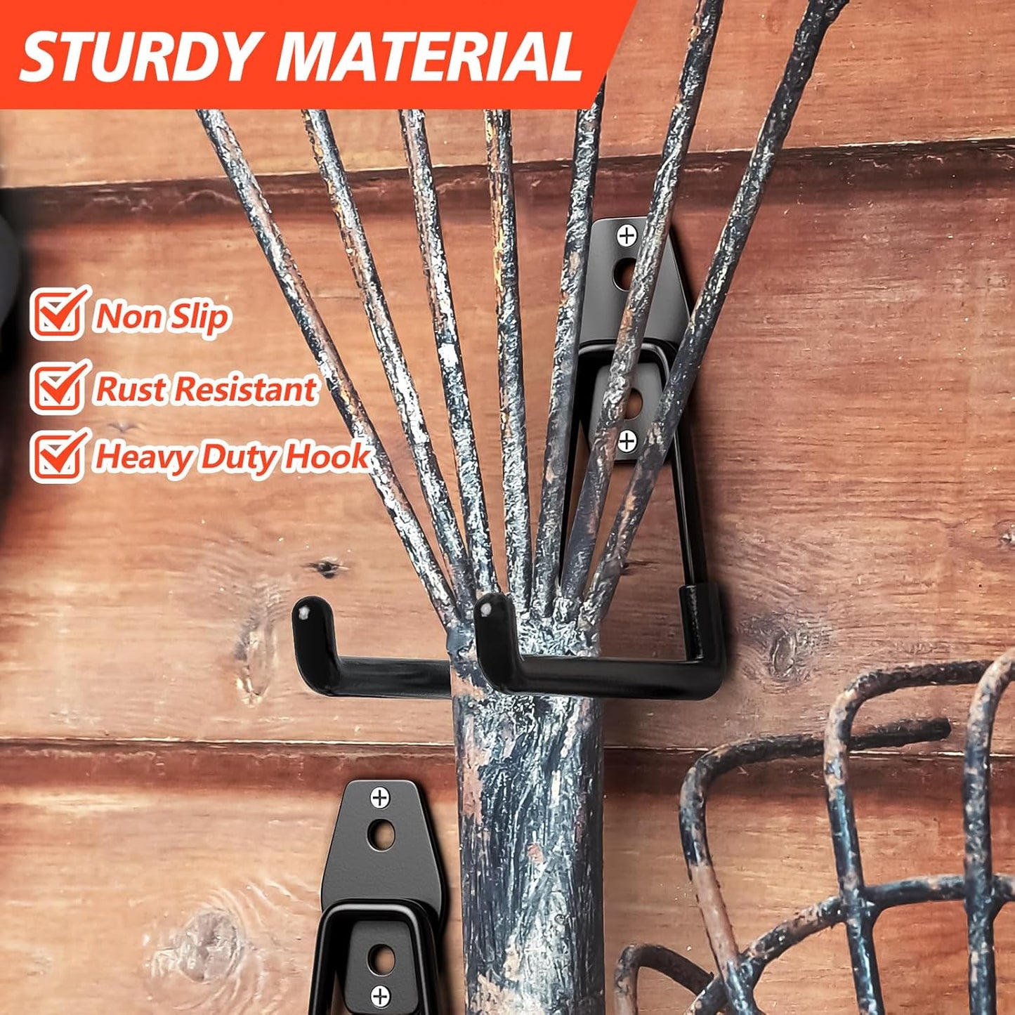 4 Pack 5.2x5.1 inch U Heavy Duty Garage Hooks,Solid Steel Wall Mount Hangers,with Anti-Slip Coating,for Hanging and Organising Ladder,Bike,Ropes,Broom,Garden,Yard and Power Tools