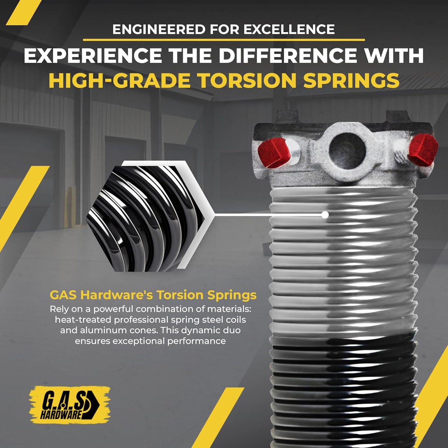 Garage Door Torsion Spring 218x1.75x33 Includes 1” Steel Bearing, Non-Slip Gloves, and Winding Bars for Left Side of Garage Door Precision E-Coating 5-Year Warranty Min. 30,000 Cycles (Red Cone)