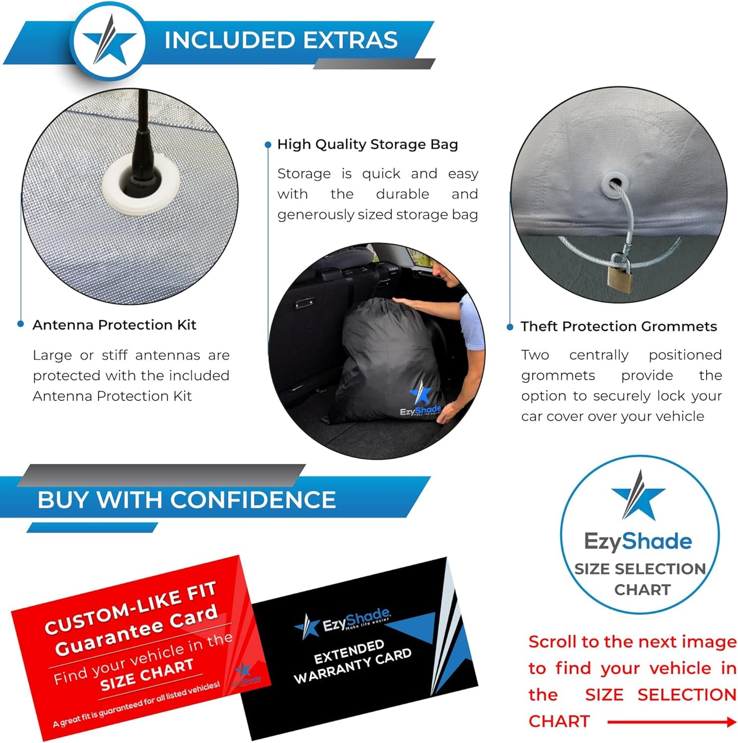 EzyShade 10-Layer SUV Car Cover Waterproof All Weather. See Vehicle Size-Chart for Accurate Fit. Outdoor Full Exterior Covers for Automobiles Heavy Duty Tarp Jeep Rav4 CRV. Size S5 (See SizeChart)