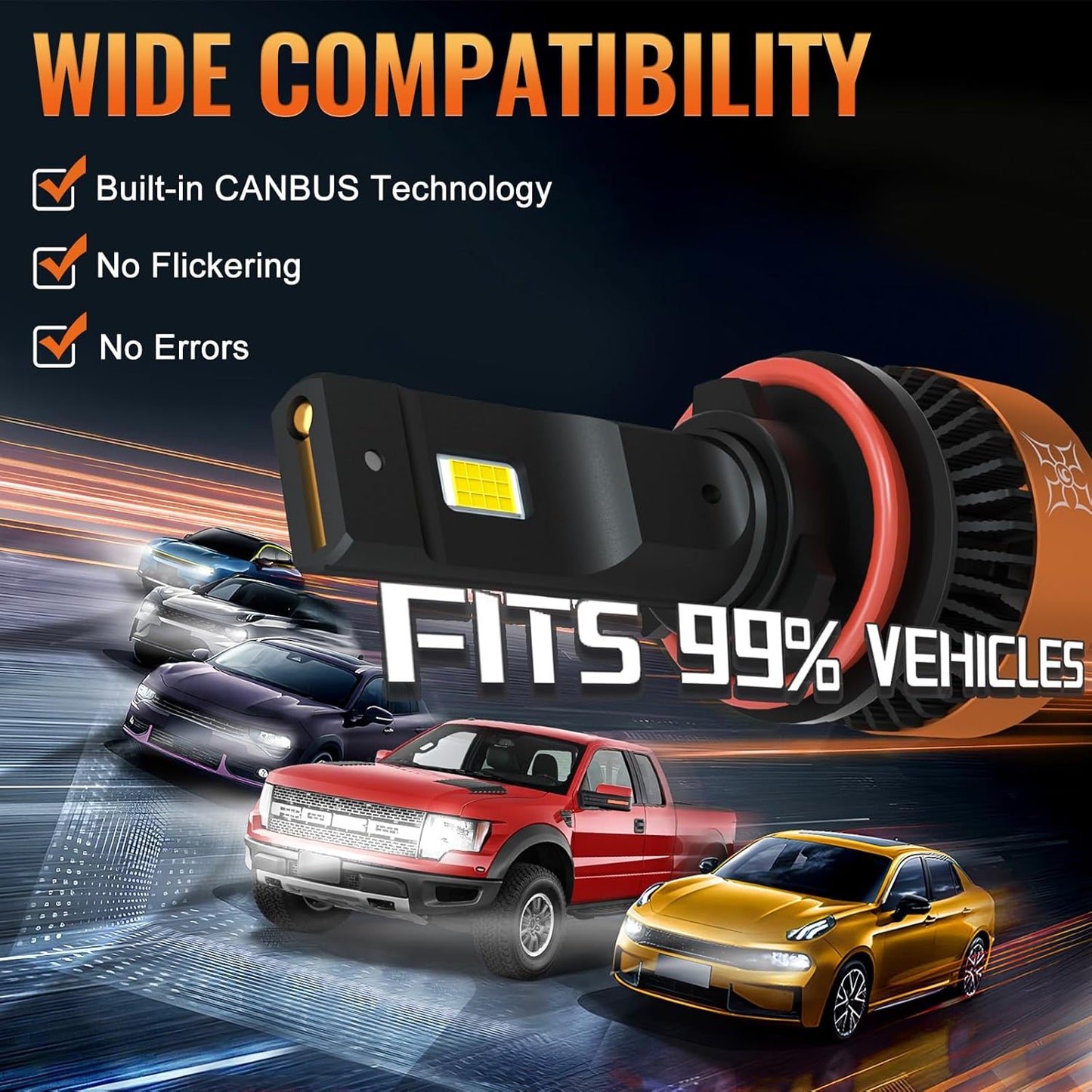 HIKARI WINGS H7 LED Fog light, 30000LM Pure White 6000K LED Bulbs, Plug & Play IP68 Waterproof Pack of 2