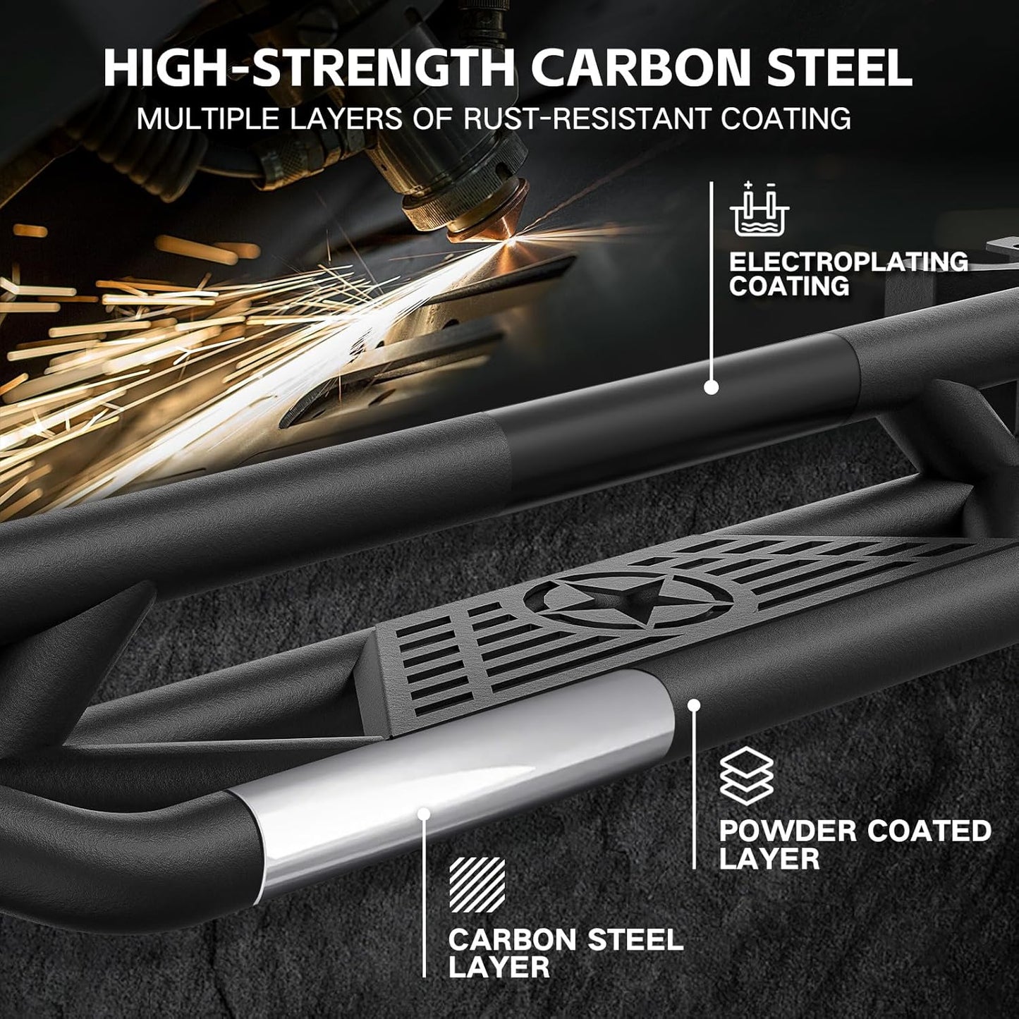 for Jeep JL Running Boards Drop Side Steps Compatible with 2018 2019 2020 2021 2022 2023 2024 2025 Jeep Wrangler JL 2 Doors (Include 4XE Model), Plates Rock Sliders Rails Heavy-Duty Nerf Bars